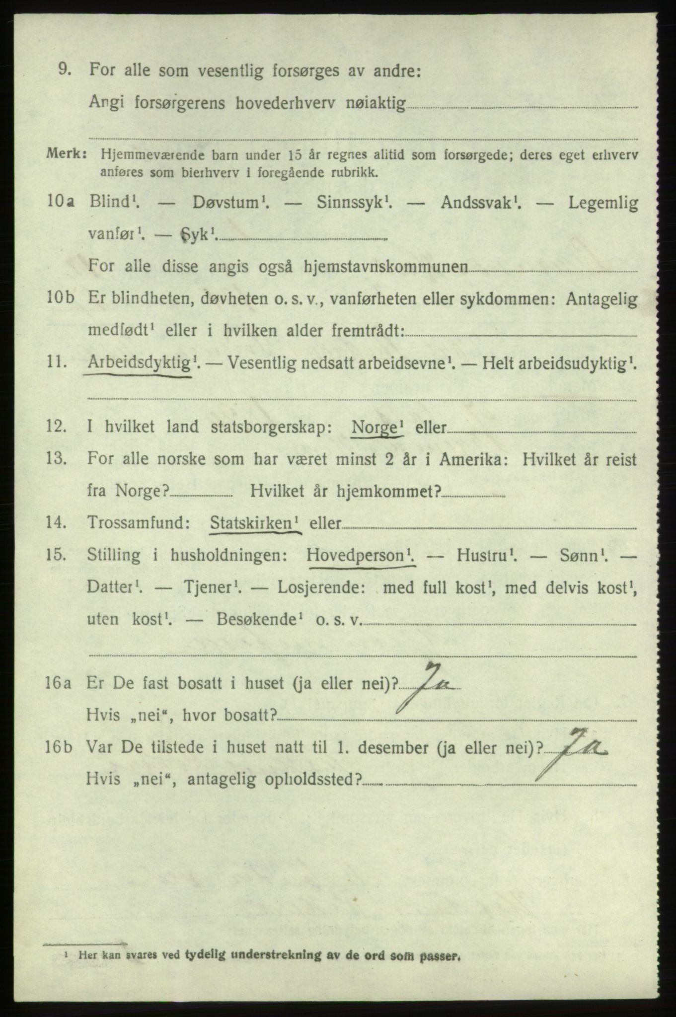 SAB, 1920 census for Bremnes, 1920, p. 7595