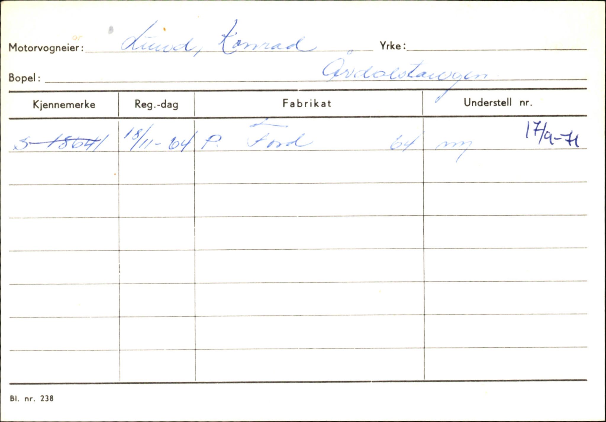 Statens vegvesen, Sogn og Fjordane vegkontor, AV/SAB-A-5301/4/F/L0145: Registerkort Vågsøy S-Å. Årdal I-P, 1945-1975, p. 1505