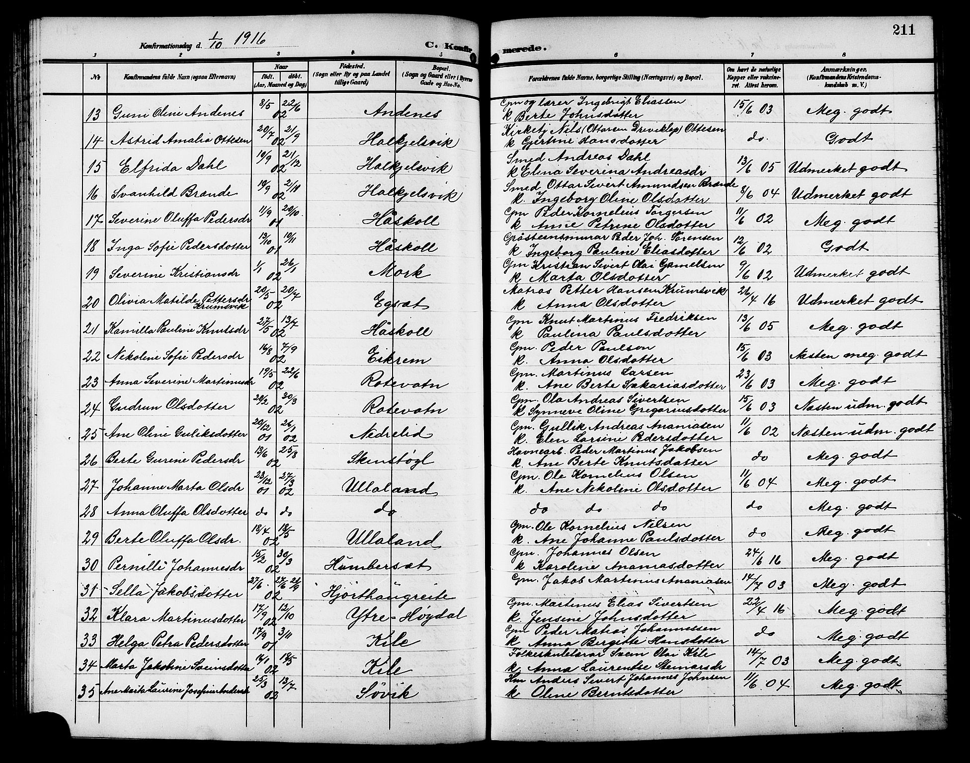 Ministerialprotokoller, klokkerbøker og fødselsregistre - Møre og Romsdal, AV/SAT-A-1454/511/L0159: Parish register (copy) no. 511C05, 1902-1920, p. 211