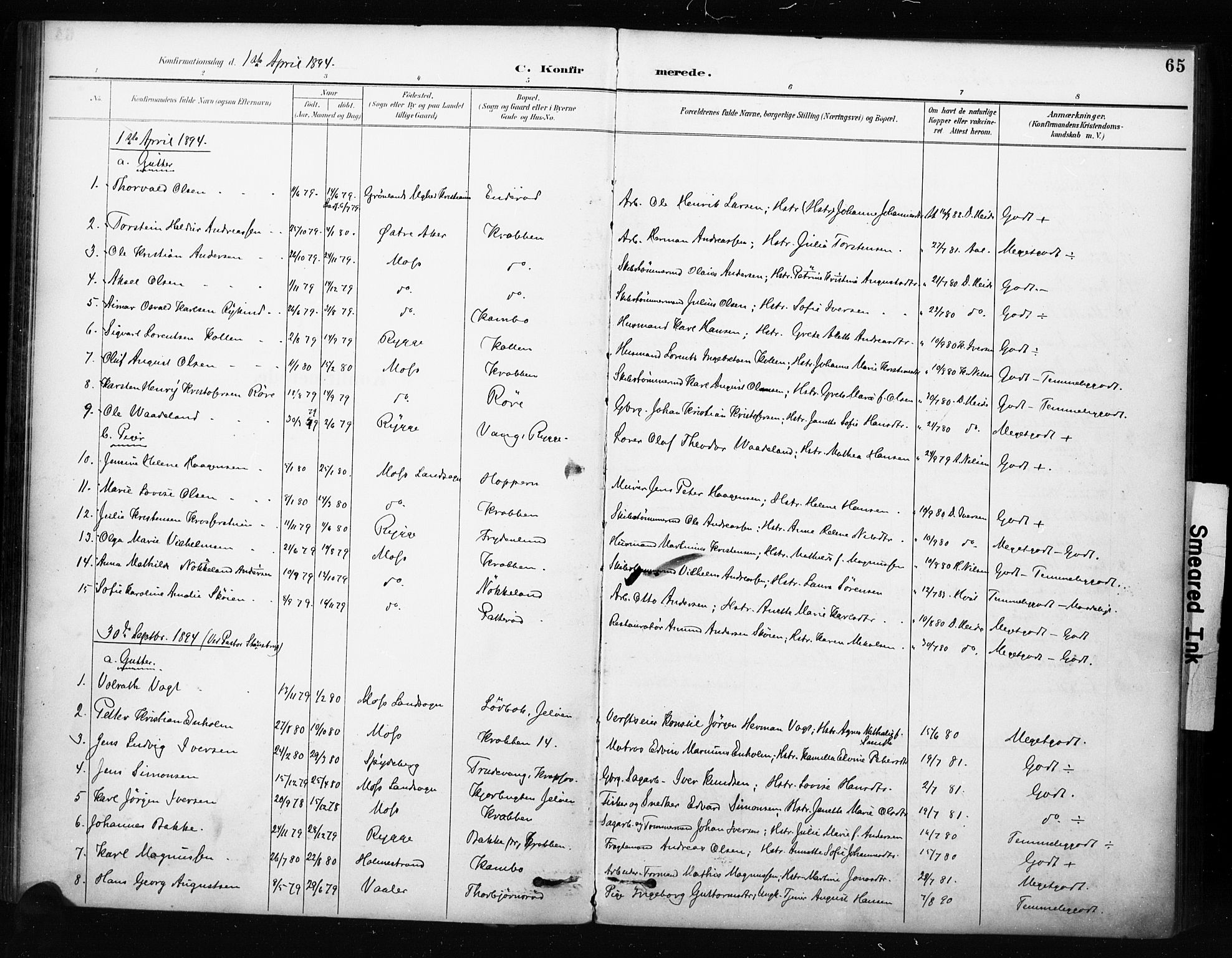 Moss prestekontor Kirkebøker, AV/SAO-A-2003/F/Fc/L0002: Parish register (official) no. III 2, 1894-1906, p. 65