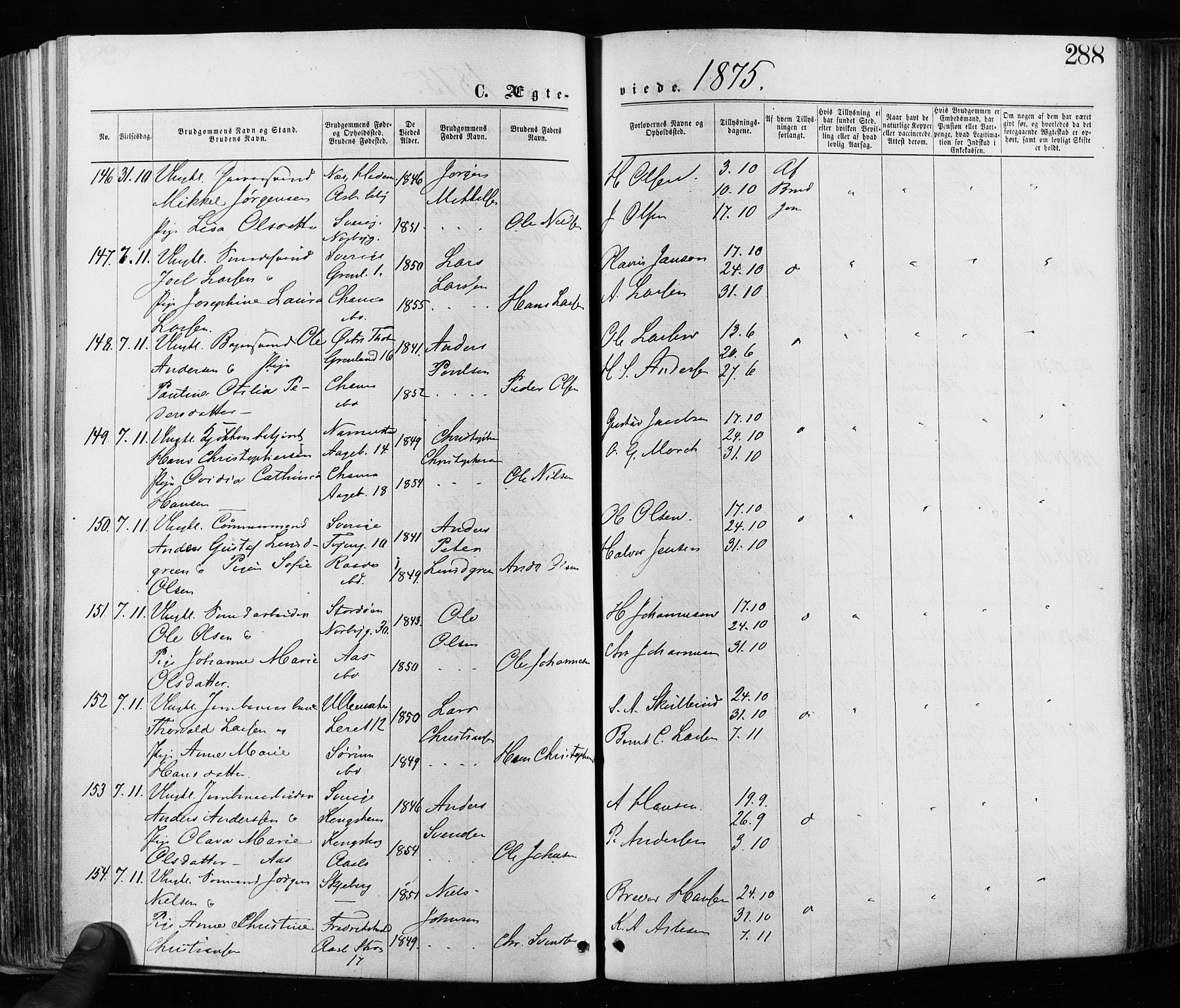 Grønland prestekontor Kirkebøker, SAO/A-10848/F/Fa/L0005: Parish register (official) no. 5, 1869-1880, p. 288