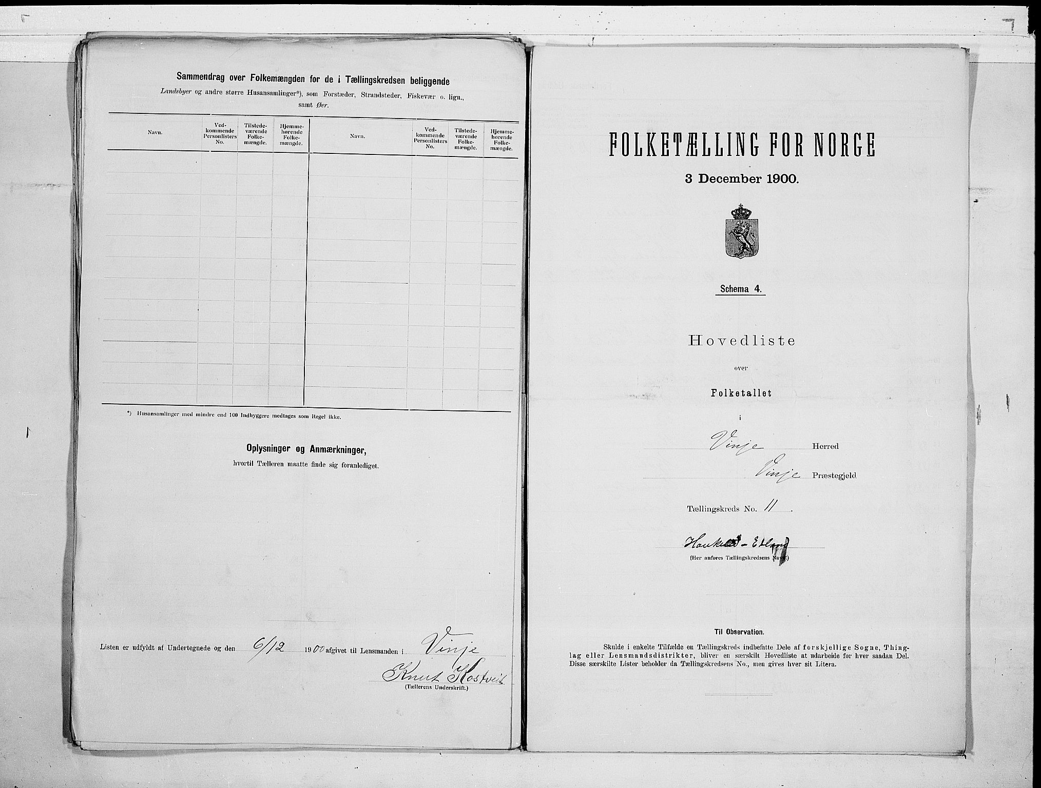 SAKO, 1900 census for Vinje, 1900, p. 24