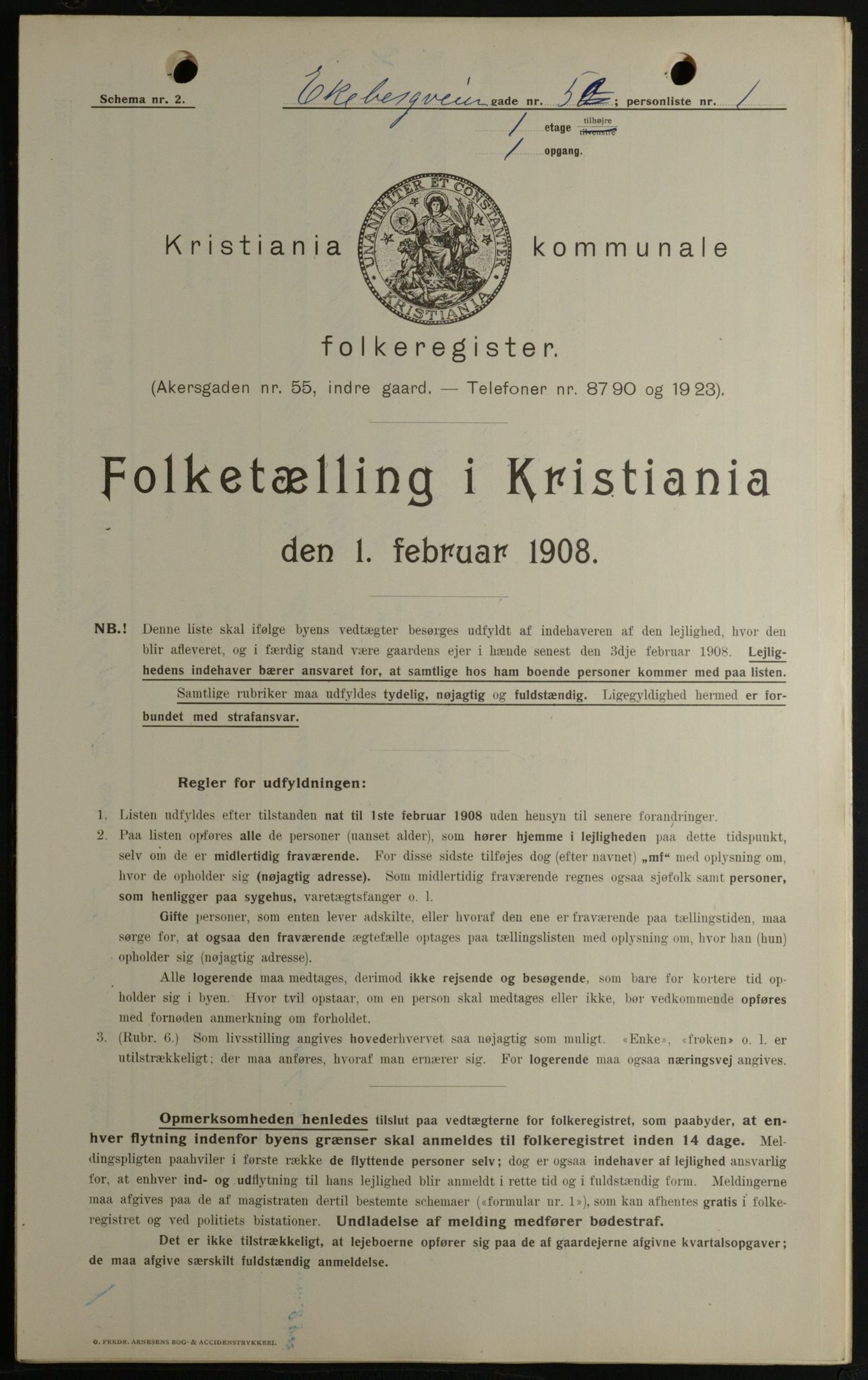 OBA, Municipal Census 1908 for Kristiania, 1908, p. 18462