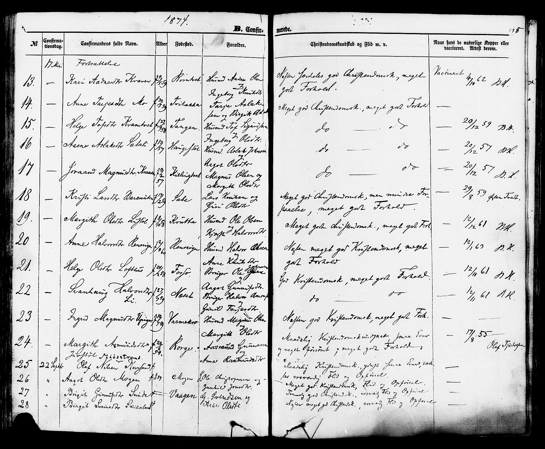 Rauland kirkebøker, AV/SAKO-A-292/F/Fa/L0003: Parish register (official) no. I 3, 1859-1886, p. 185