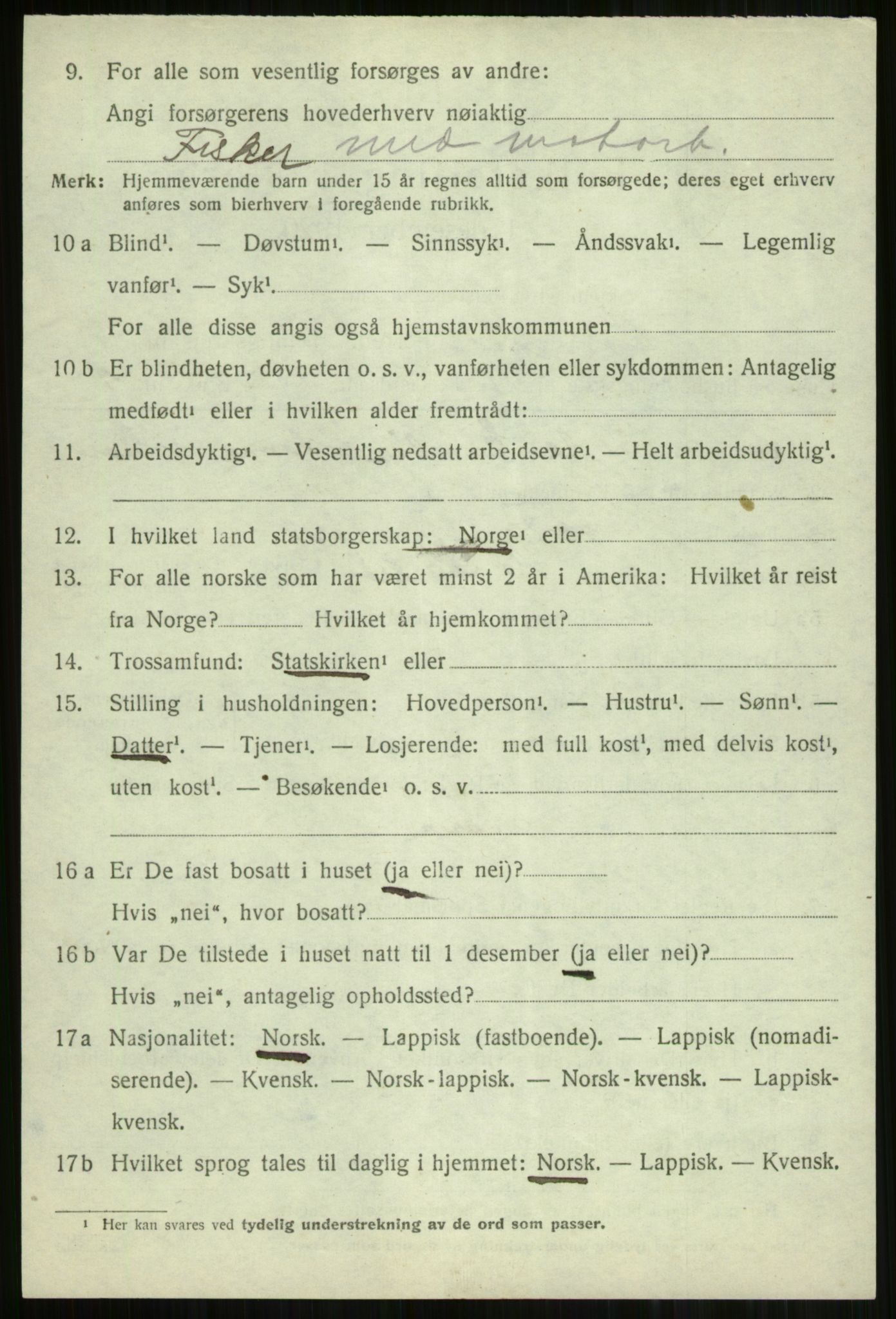 SATØ, 1920 census for Lyngen, 1920, p. 12994