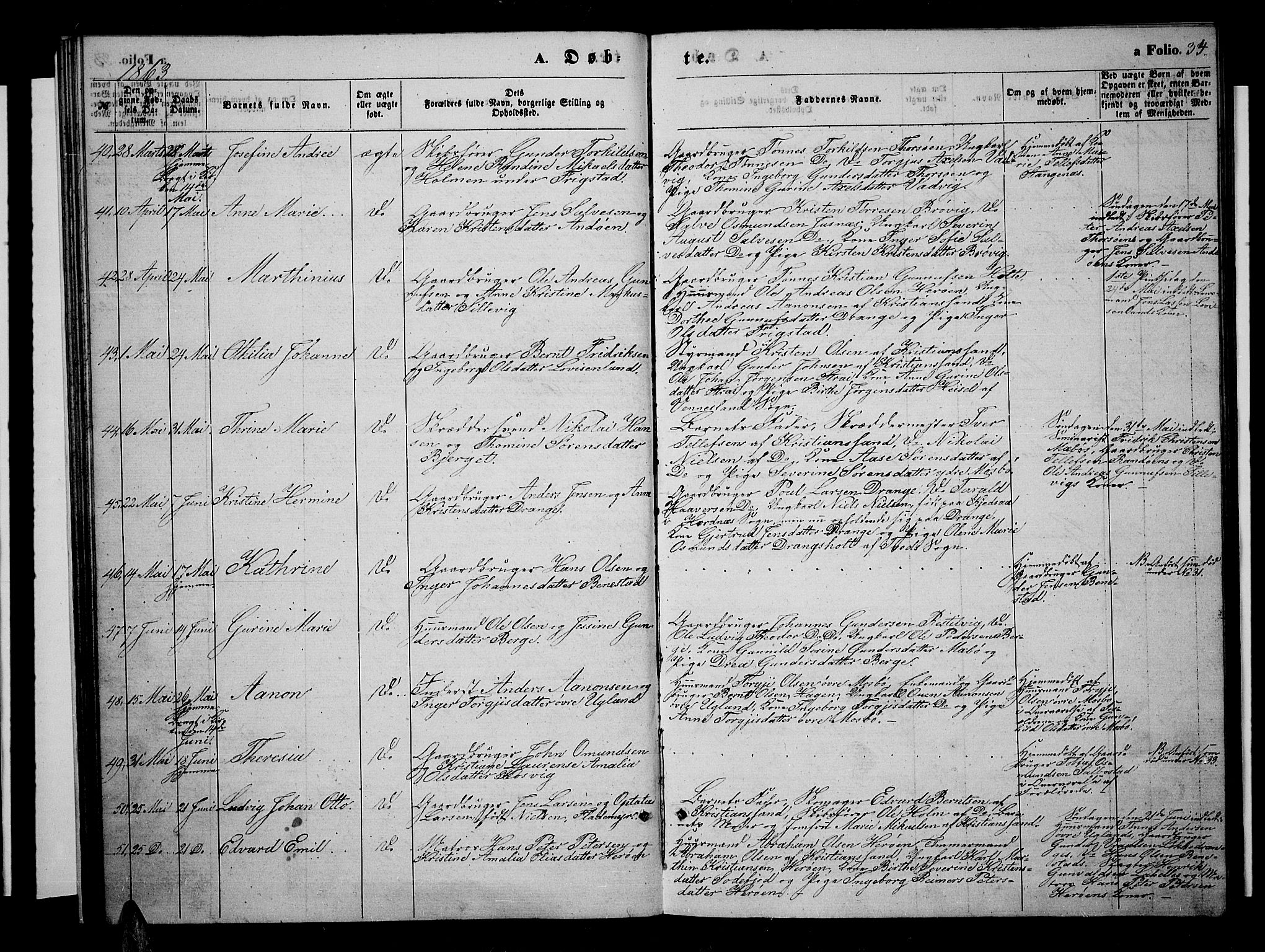 Oddernes sokneprestkontor, AV/SAK-1111-0033/F/Fb/Fba/L0006: Parish register (copy) no. B 6 /1, 1860-1869, p. 34