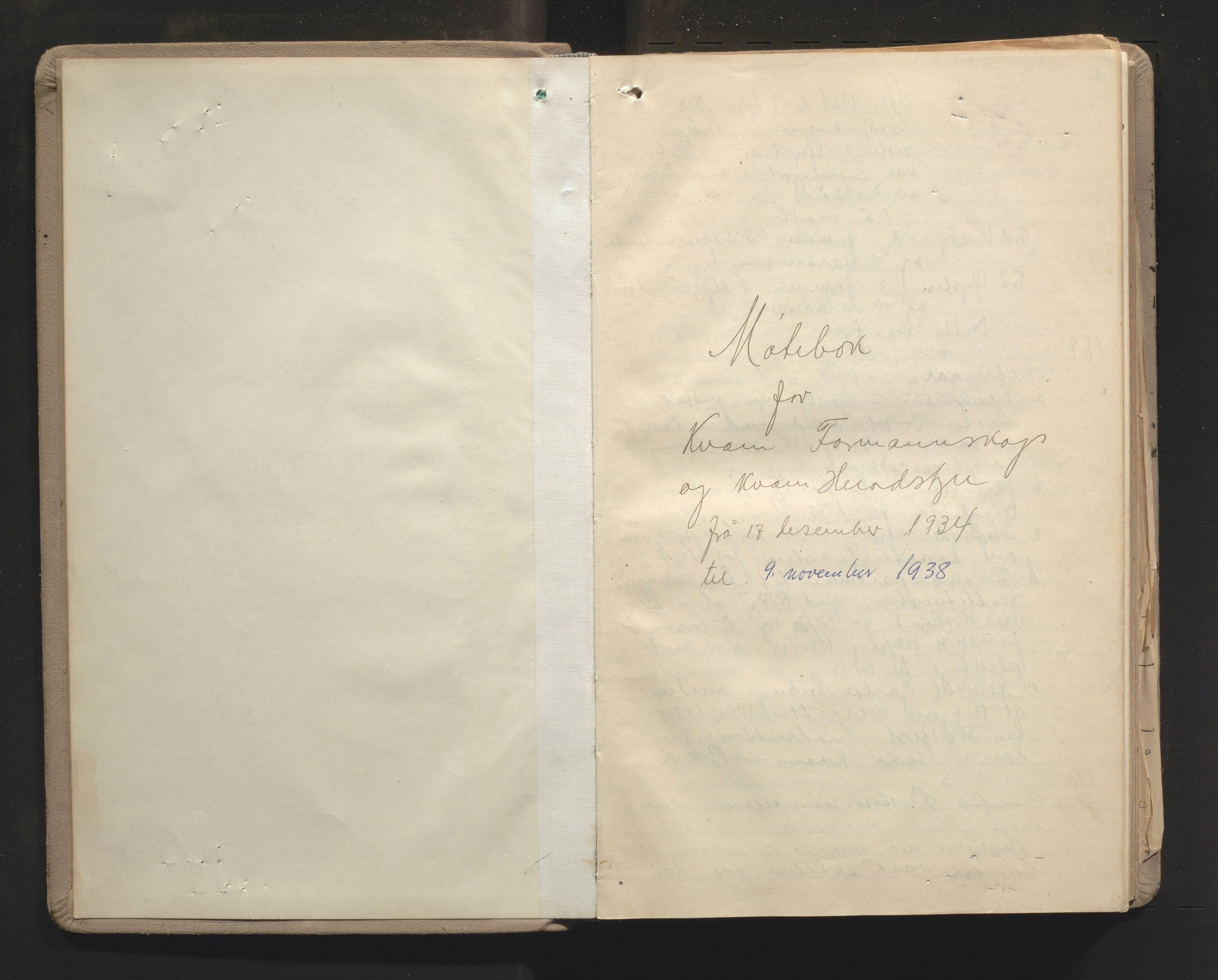 Kvam herad. Formannskapet, IKAH/1238-021/A/Aa/L0008: Møtebok for Kvam formannskap og heradsstyre, Øystese soknestyre og Vikøy soknestyre, 1934-1938