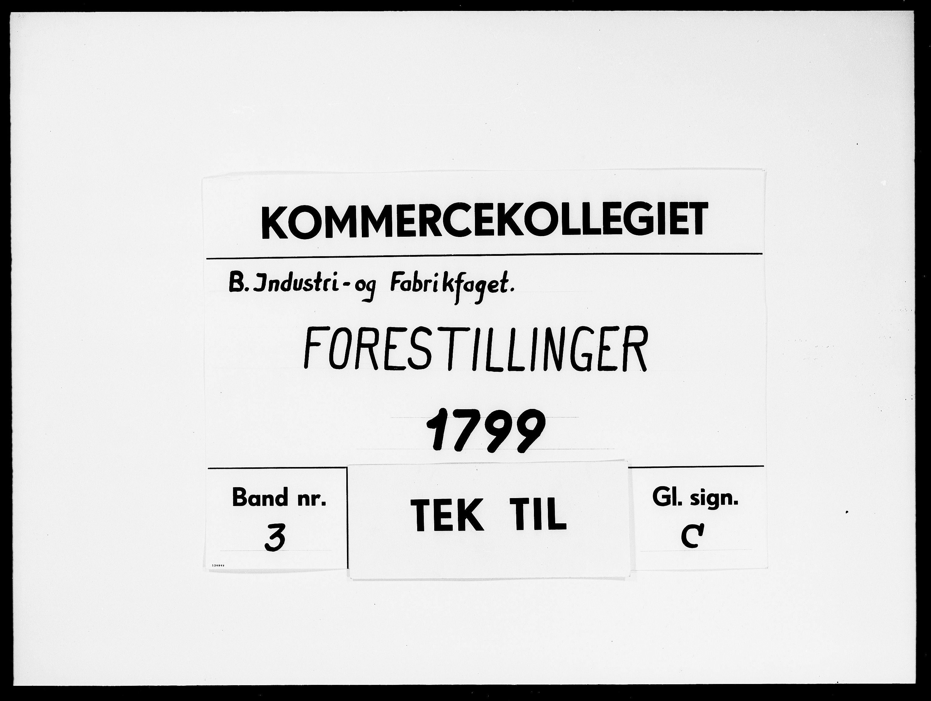 Kommercekollegiet, Industri- og Fabriksfaget, DRA/A-0004/-/1339: Forestillinger, 1799