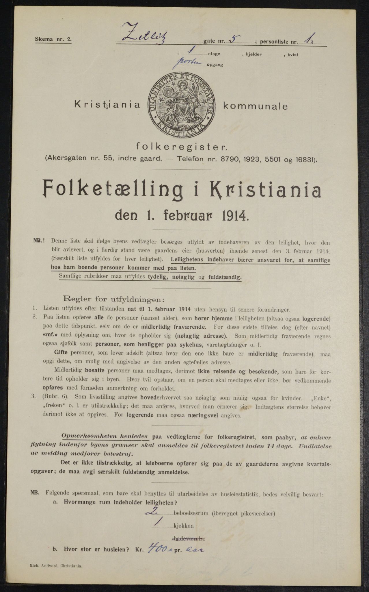 OBA, Municipal Census 1914 for Kristiania, 1914, p. 129700