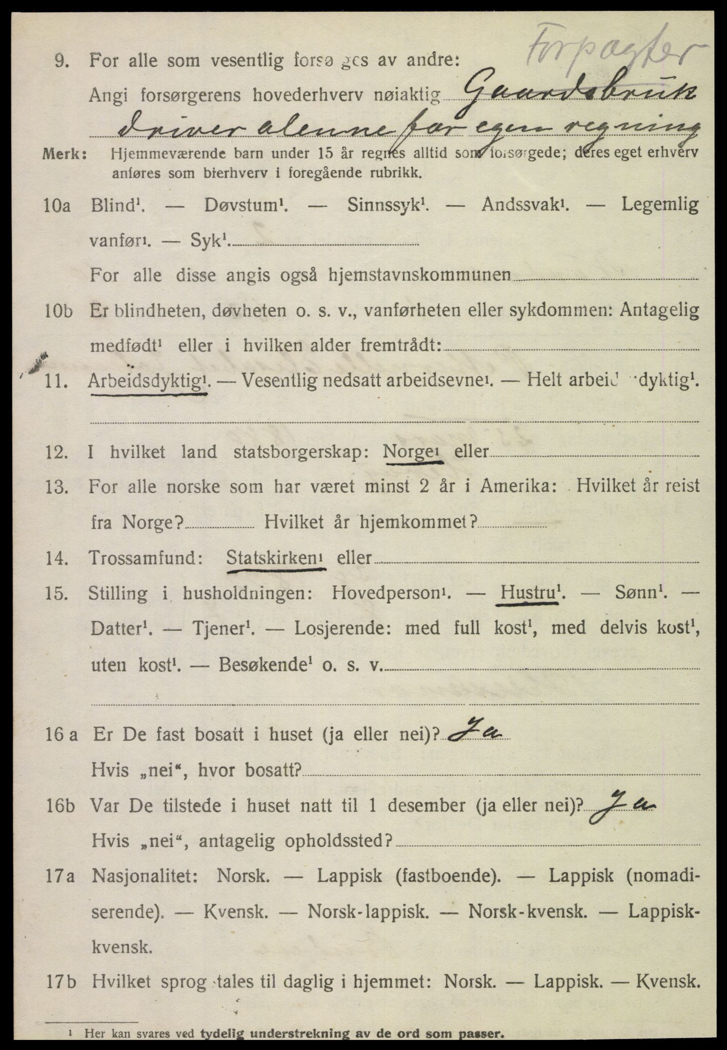 SAT, 1920 census for Nordvik, 1920, p. 3597