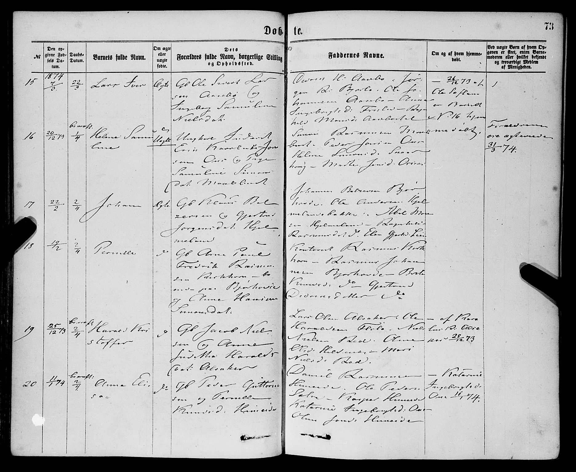 Eid sokneprestembete, AV/SAB-A-82301/H/Haa/Haaa/L0010: Parish register (official) no. A 10, 1867-1878, p. 73