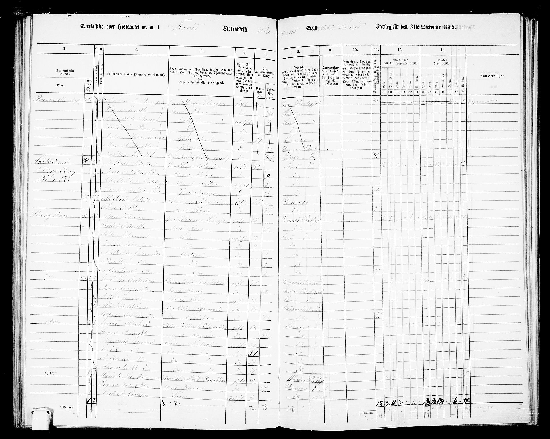 RA, 1865 census for Sem, 1865, p. 134