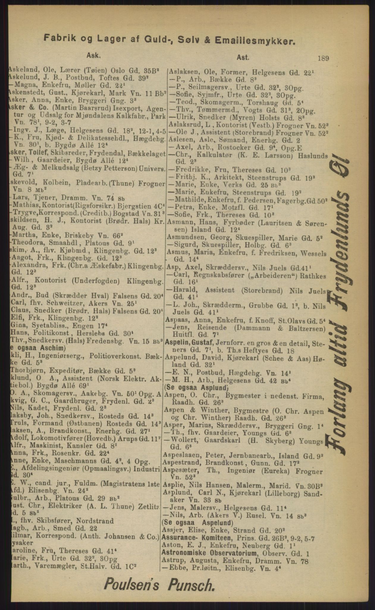 Kristiania/Oslo adressebok, PUBL/-, 1903, p. 189