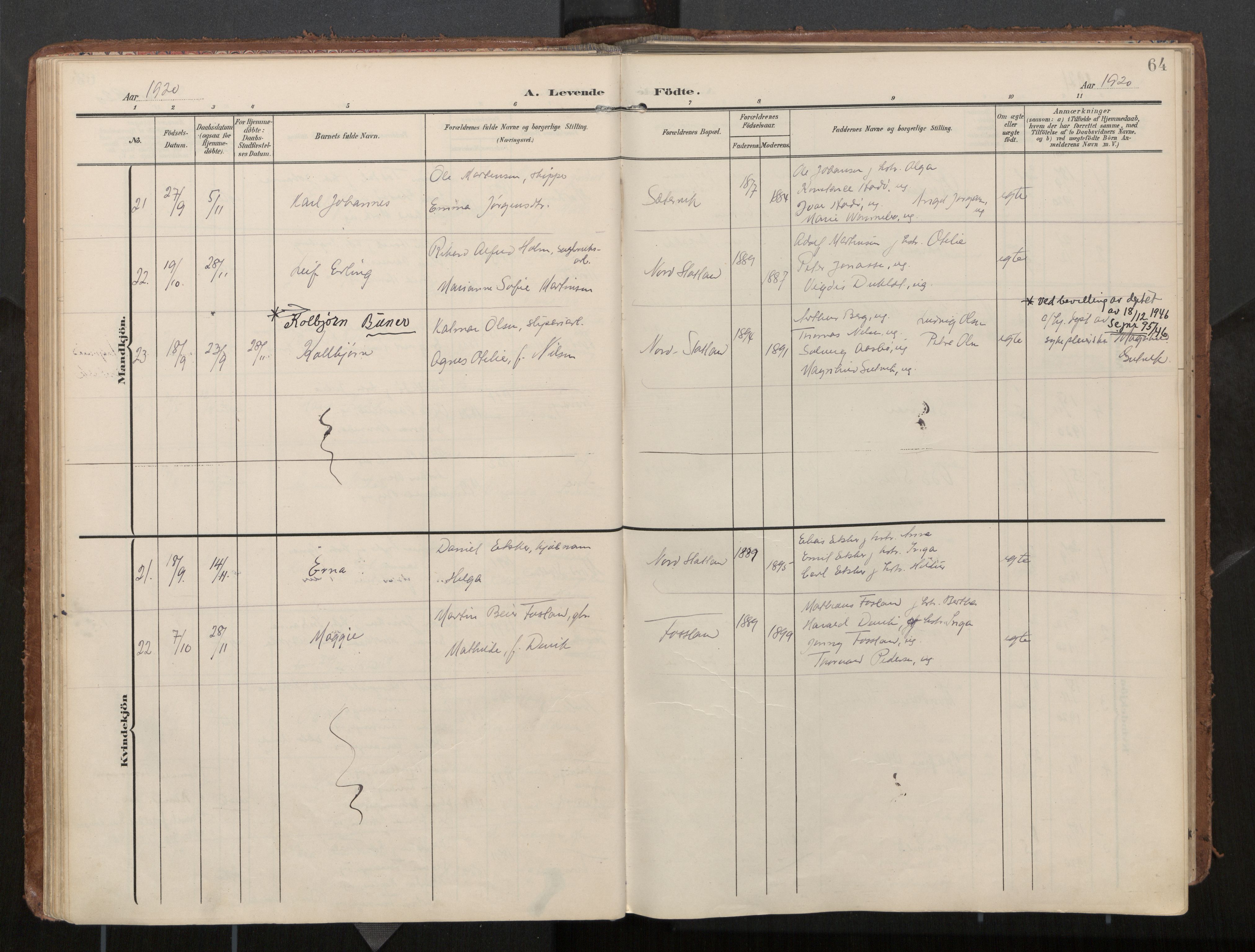 Ministerialprotokoller, klokkerbøker og fødselsregistre - Nord-Trøndelag, AV/SAT-A-1458/774/L0629: Parish register (official), 1904-1926, p. 64