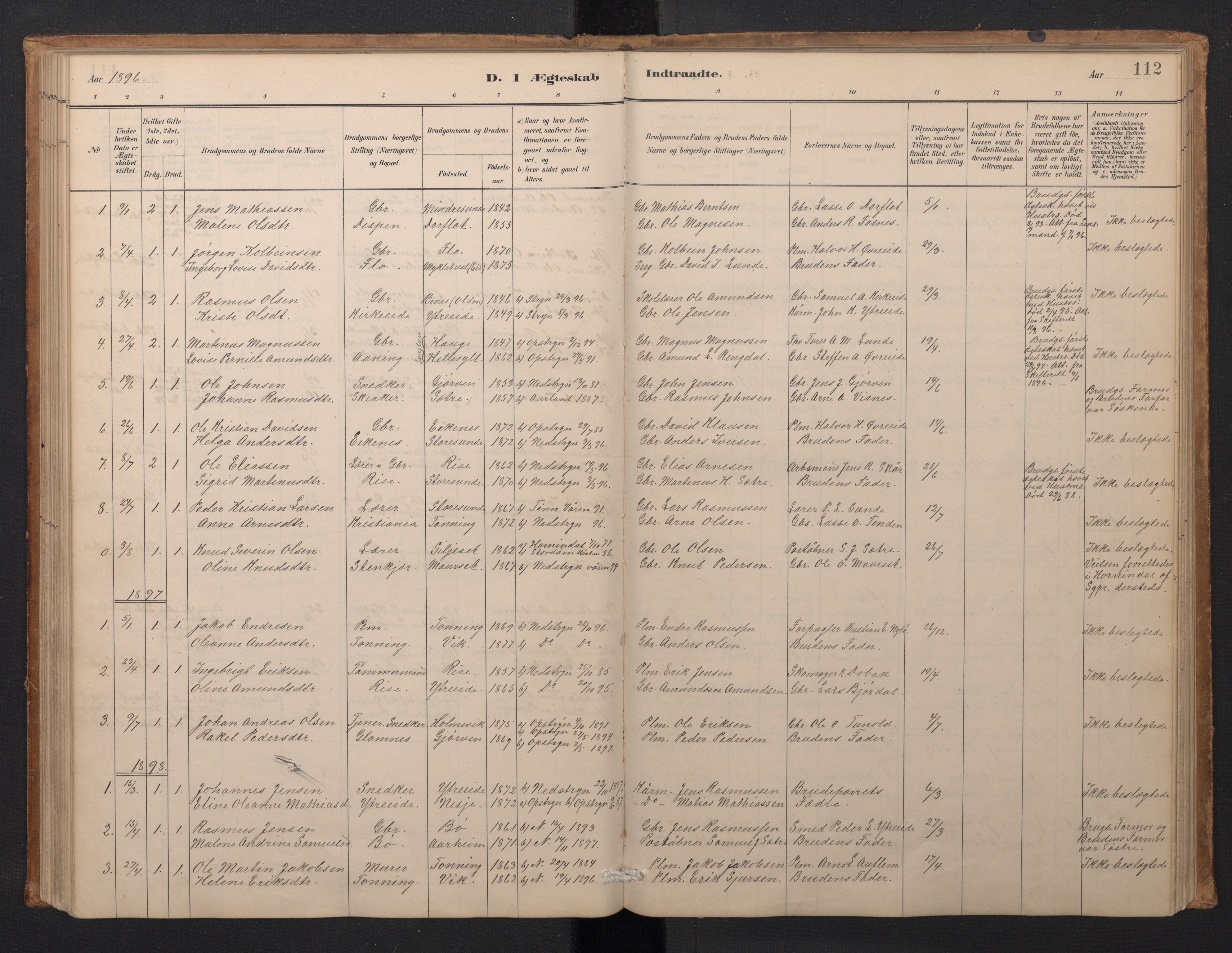 Stryn Sokneprestembete, AV/SAB-A-82501: Parish register (copy) no. A 2, 1883-1905, p. 111b-112a