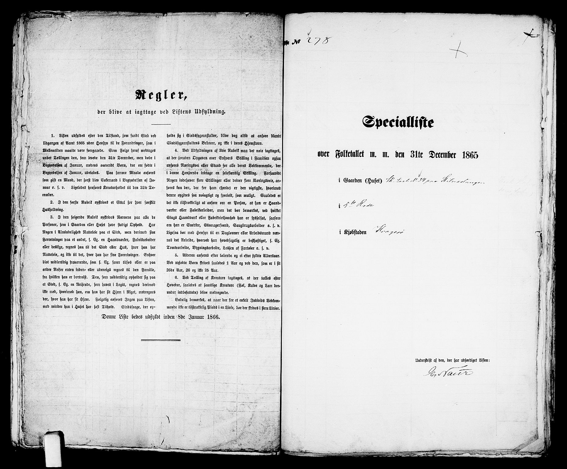 RA, 1865 census for Kragerø/Kragerø, 1865, p. 566