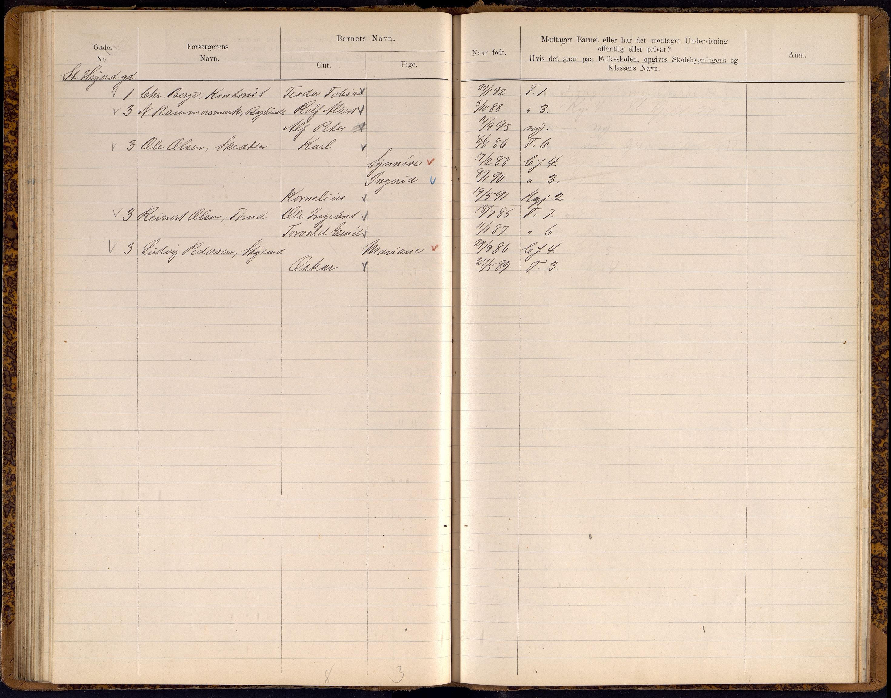 Kristiansand By - Skolekommisjonen/ -Styret, ARKSOR/1001KG510/J/Jb/L0009: Barnetelling, 1899