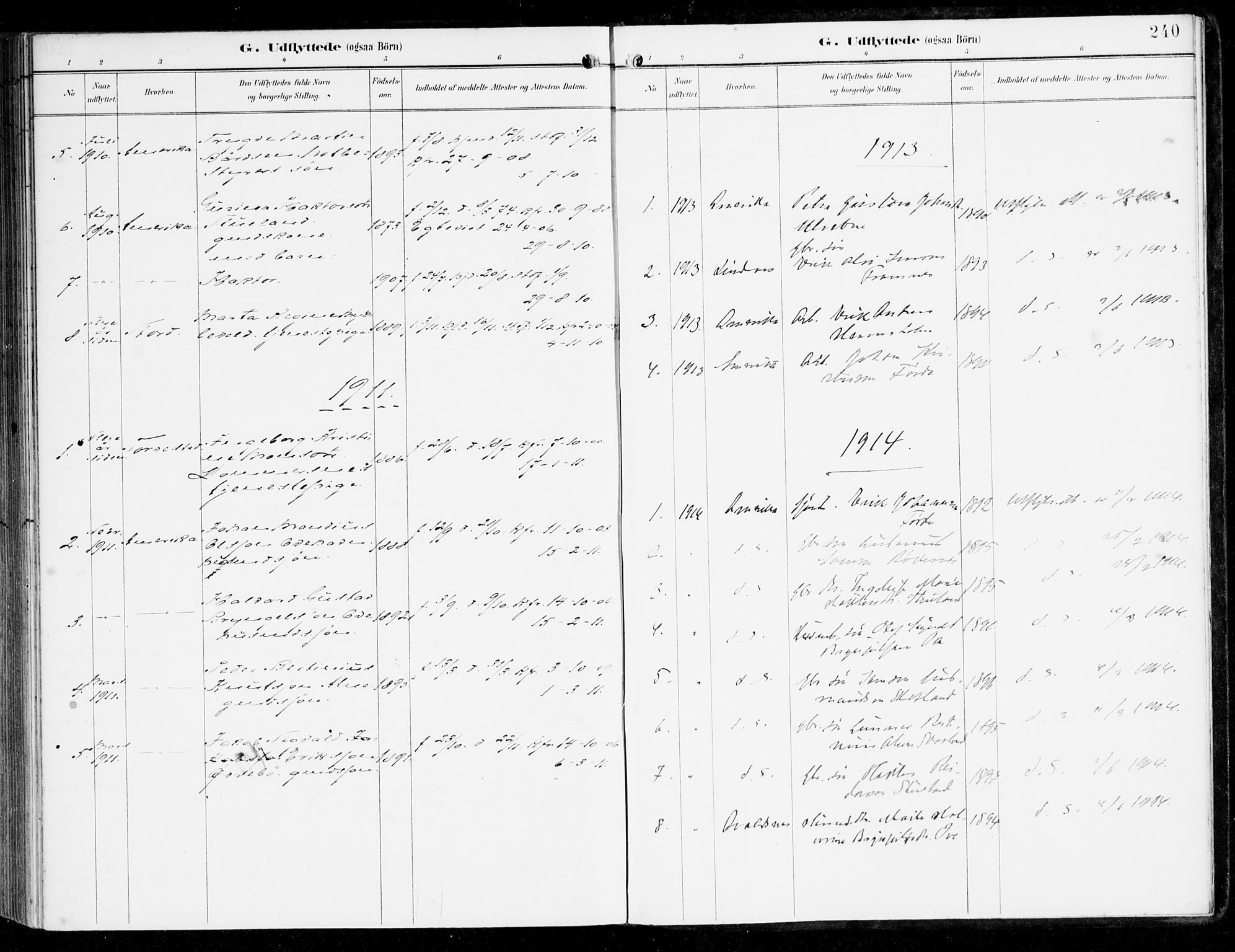 Sveio Sokneprestembete, AV/SAB-A-78501/H/Haa: Parish register (official) no. D 2, 1894-1916, p. 240