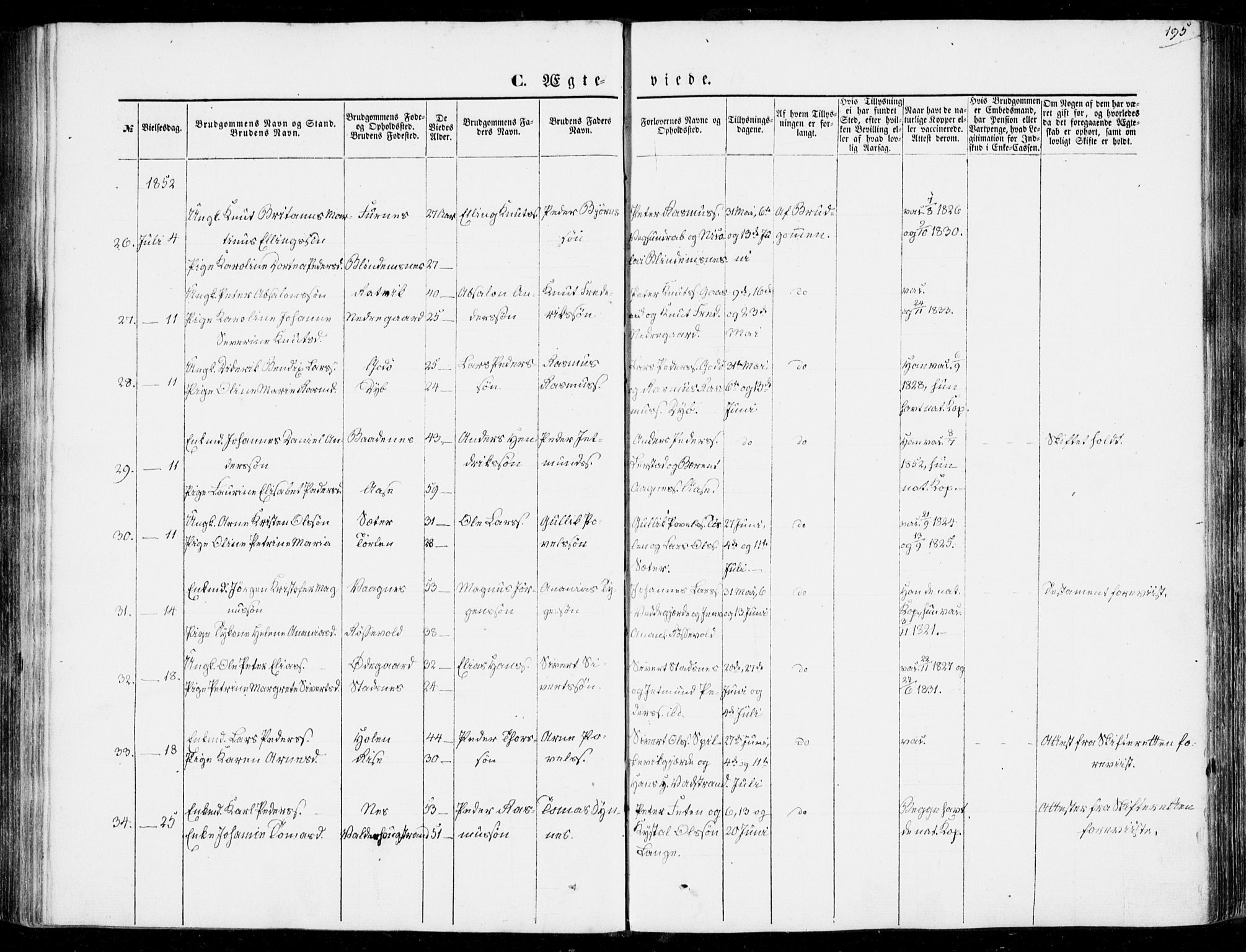 Ministerialprotokoller, klokkerbøker og fødselsregistre - Møre og Romsdal, AV/SAT-A-1454/528/L0397: Parish register (official) no. 528A08, 1848-1858, p. 195