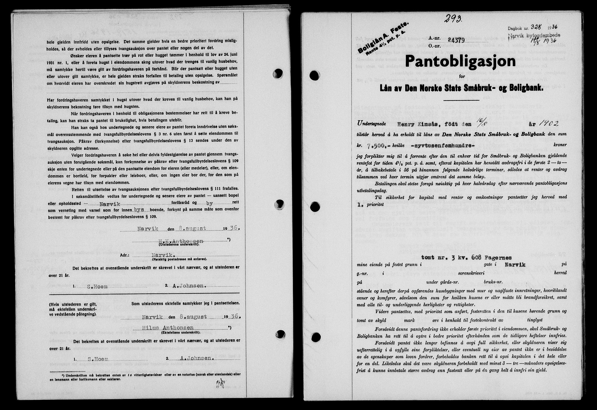 Narvik sorenskriveri, SAT/A-0002/1/2/2C/2Ca/L0011: Mortgage book no. 14, 1935-1937, Deed date: 15.08.1936