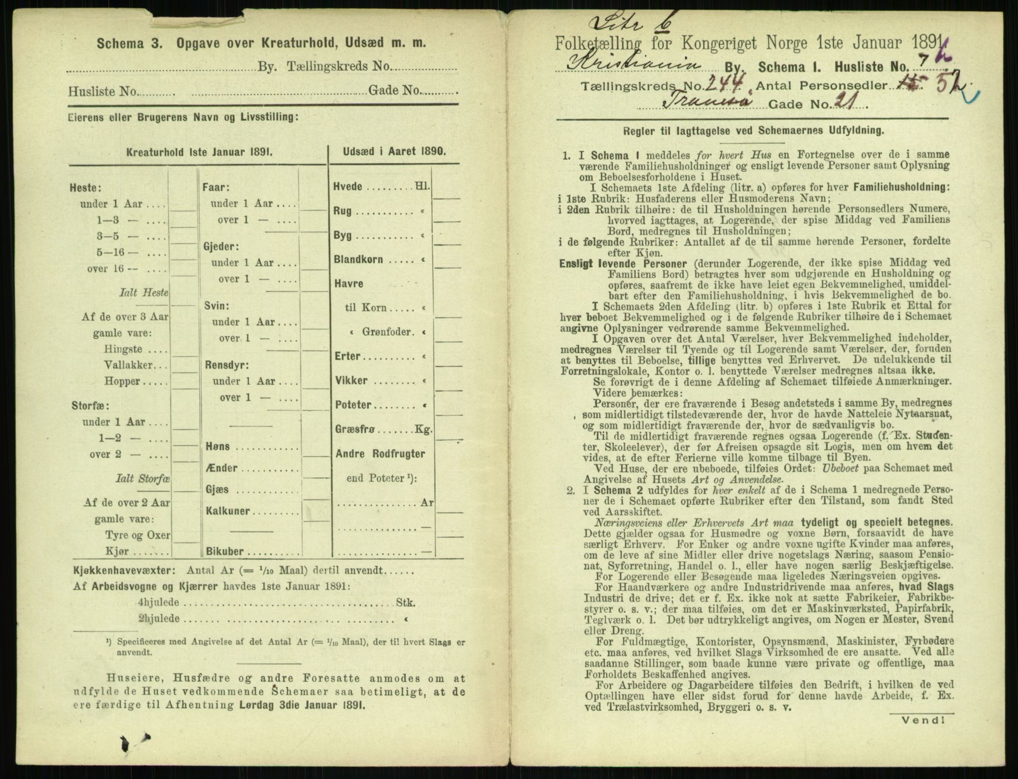 RA, 1891 census for 0301 Kristiania, 1891, p. 148406