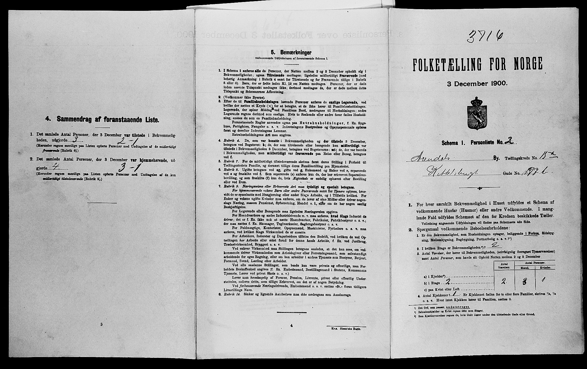 SAK, 1900 census for Arendal, 1900, p. 1811