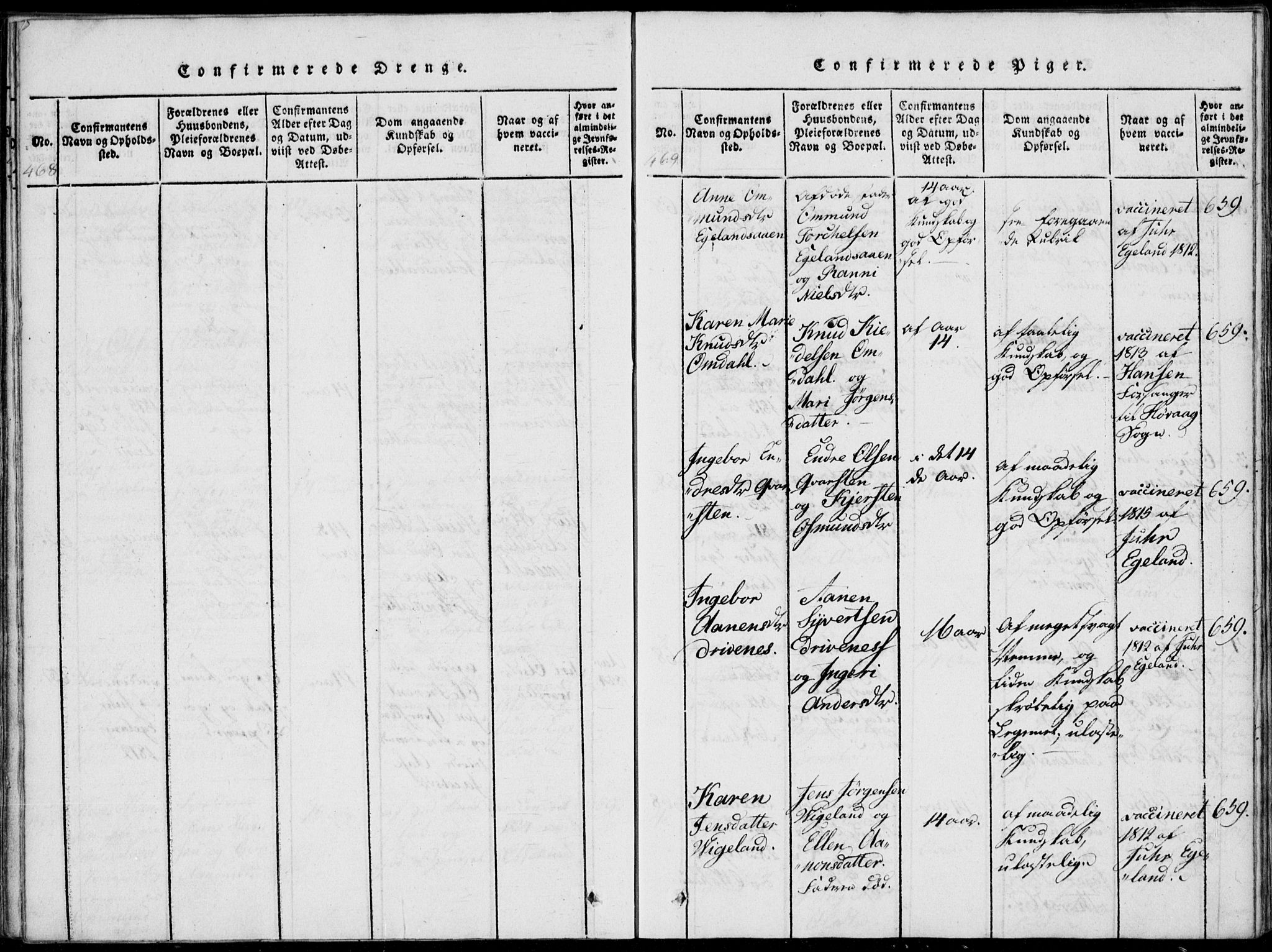 Vennesla sokneprestkontor, SAK/1111-0045/Fa/Fab/L0003: Parish register (official) no. A 3, 1820-1834, p. 468-469