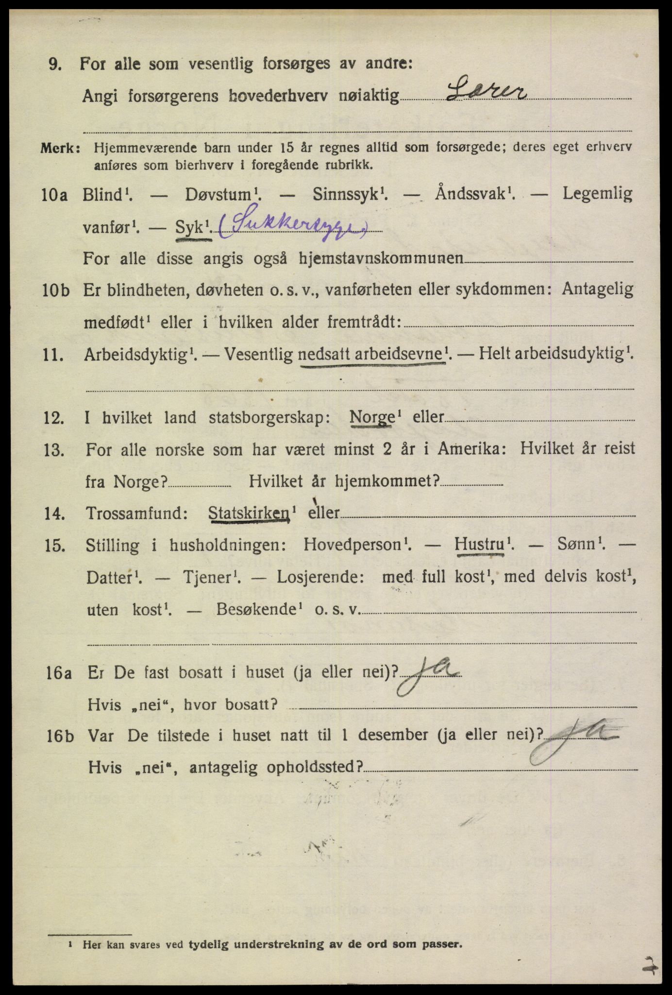 SAK, 1920 census for Hægebostad, 1920, p. 2084