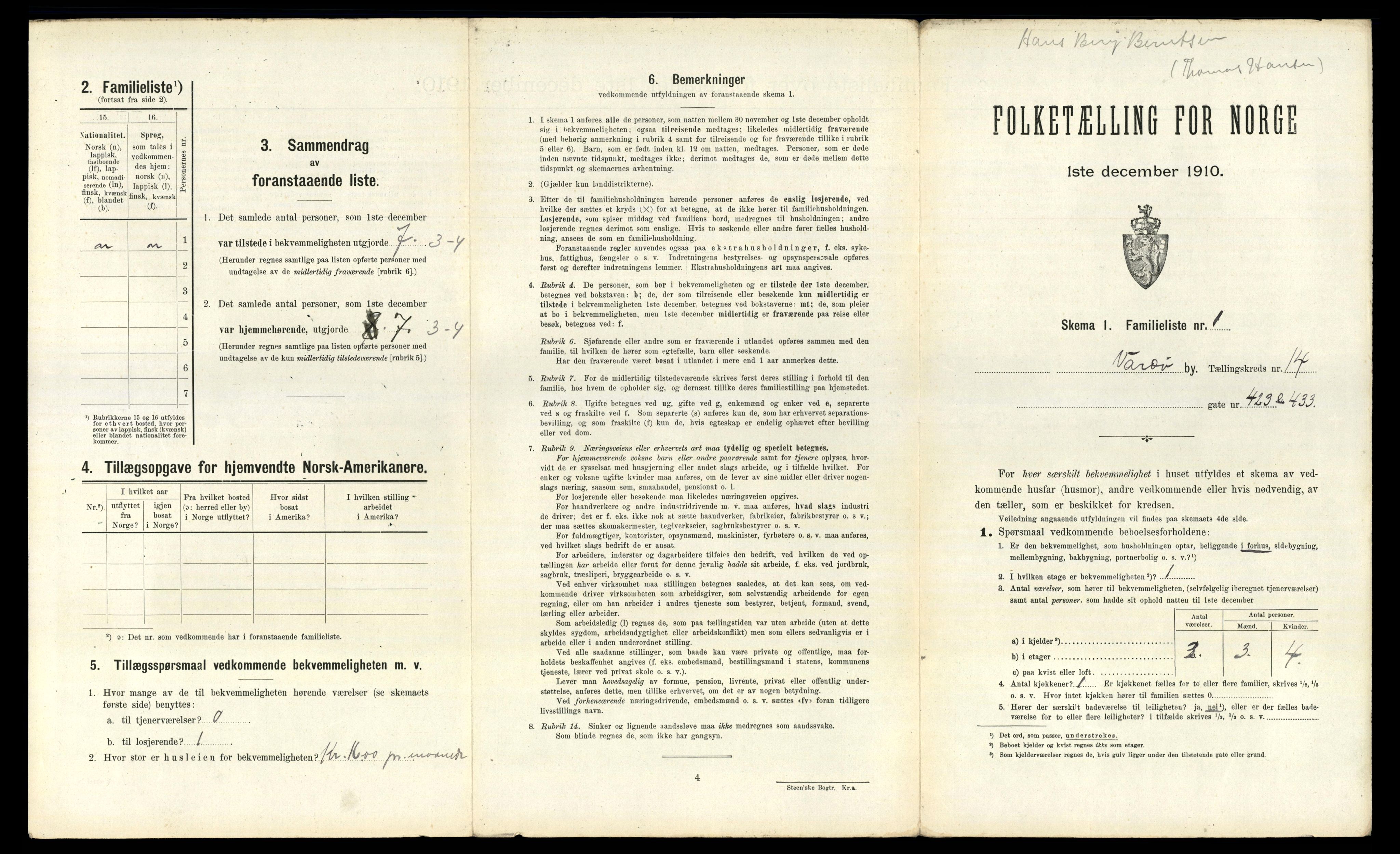 RA, 1910 census for Vardø, 1910, p. 2000