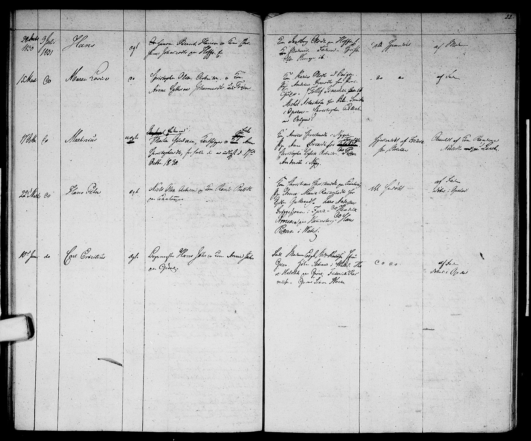 Aker prestekontor kirkebøker, AV/SAO-A-10861/G/L0005: Parish register (copy) no. 5, 1830-1831, p. 22