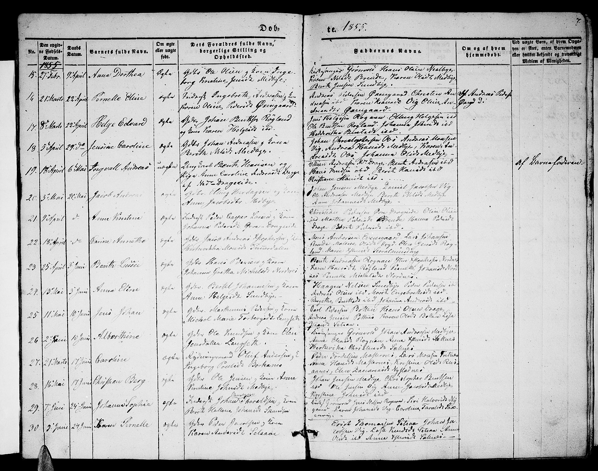 Ministerialprotokoller, klokkerbøker og fødselsregistre - Nordland, SAT/A-1459/847/L0678: Parish register (copy) no. 847C06, 1854-1870, p. 7
