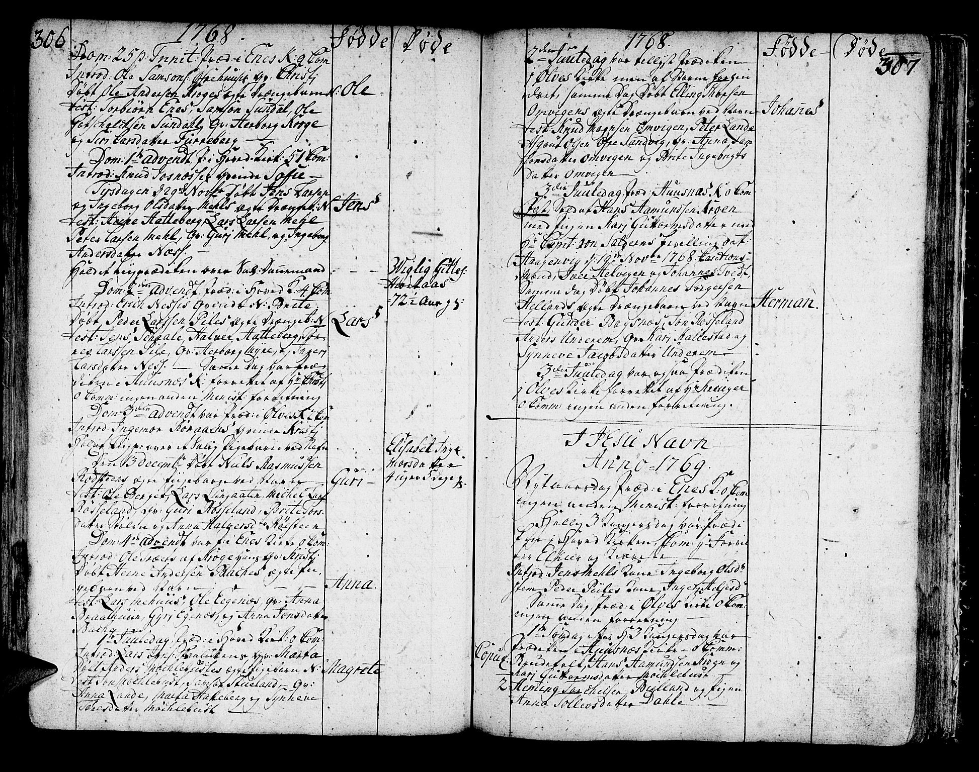 Kvinnherad sokneprestembete, AV/SAB-A-76401/H/Haa: Parish register (official) no. A 3, 1754-1777, p. 306-307