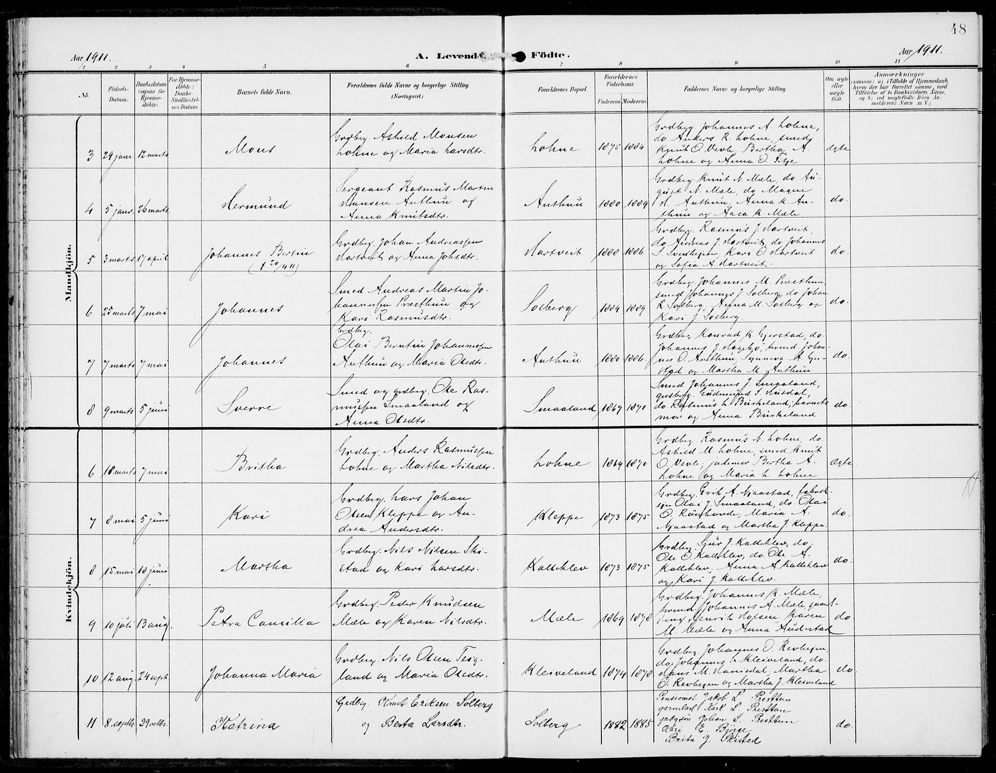 Haus sokneprestembete, AV/SAB-A-75601/H/Haa: Parish register (official) no. C  2, 1900-1915, p. 48