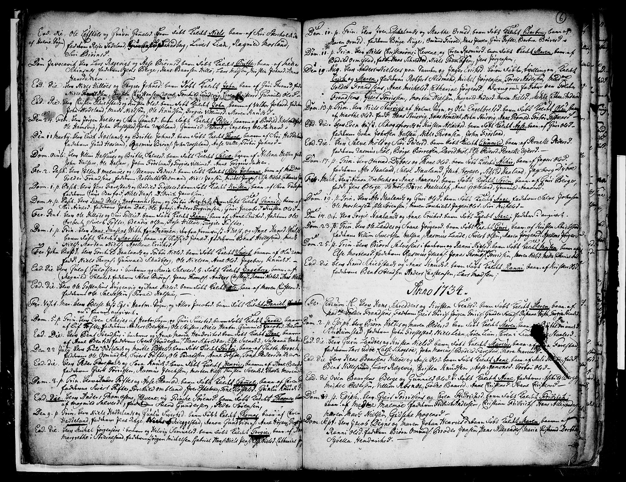 Mandal sokneprestkontor, SAK/1111-0030/F/Fa/Faa/L0001: Parish register (official) no. A 1, 1729-1748, p. 6
