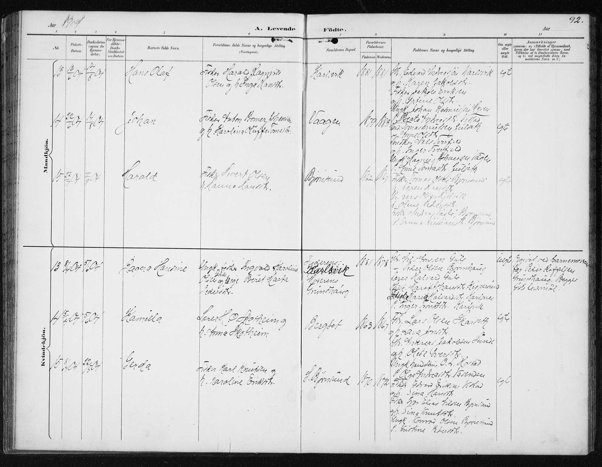 Ministerialprotokoller, klokkerbøker og fødselsregistre - Møre og Romsdal, AV/SAT-A-1454/566/L0773: Parish register (copy) no. 566C02, 1892-1909, p. 92