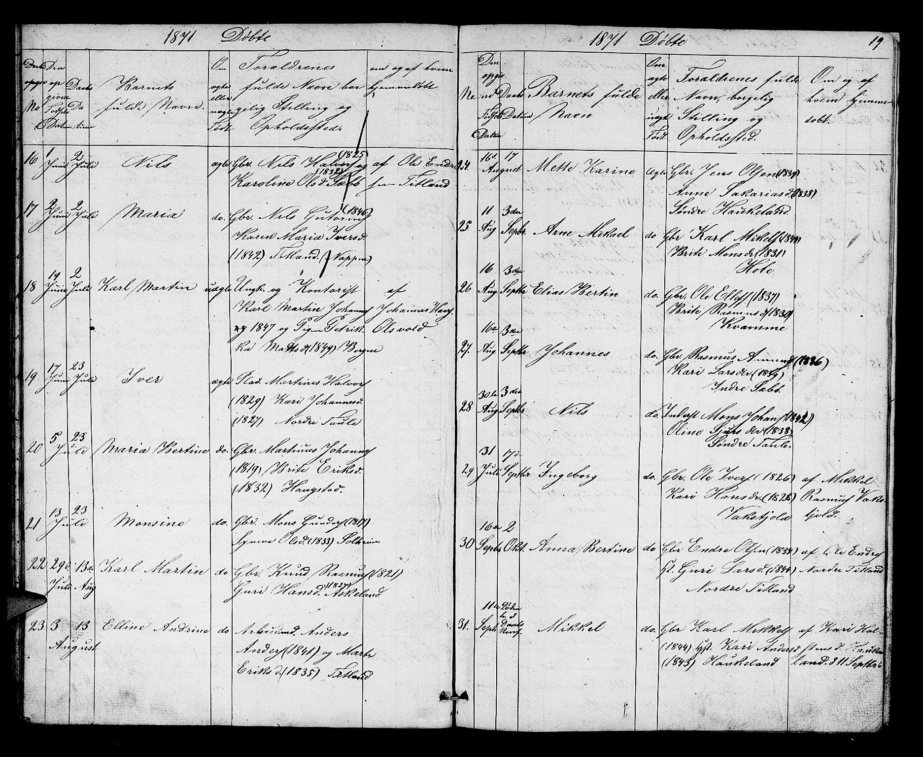 Manger sokneprestembete, SAB/A-76801/H/Hab: Parish register (copy) no. D 1, 1859-1882, p. 19