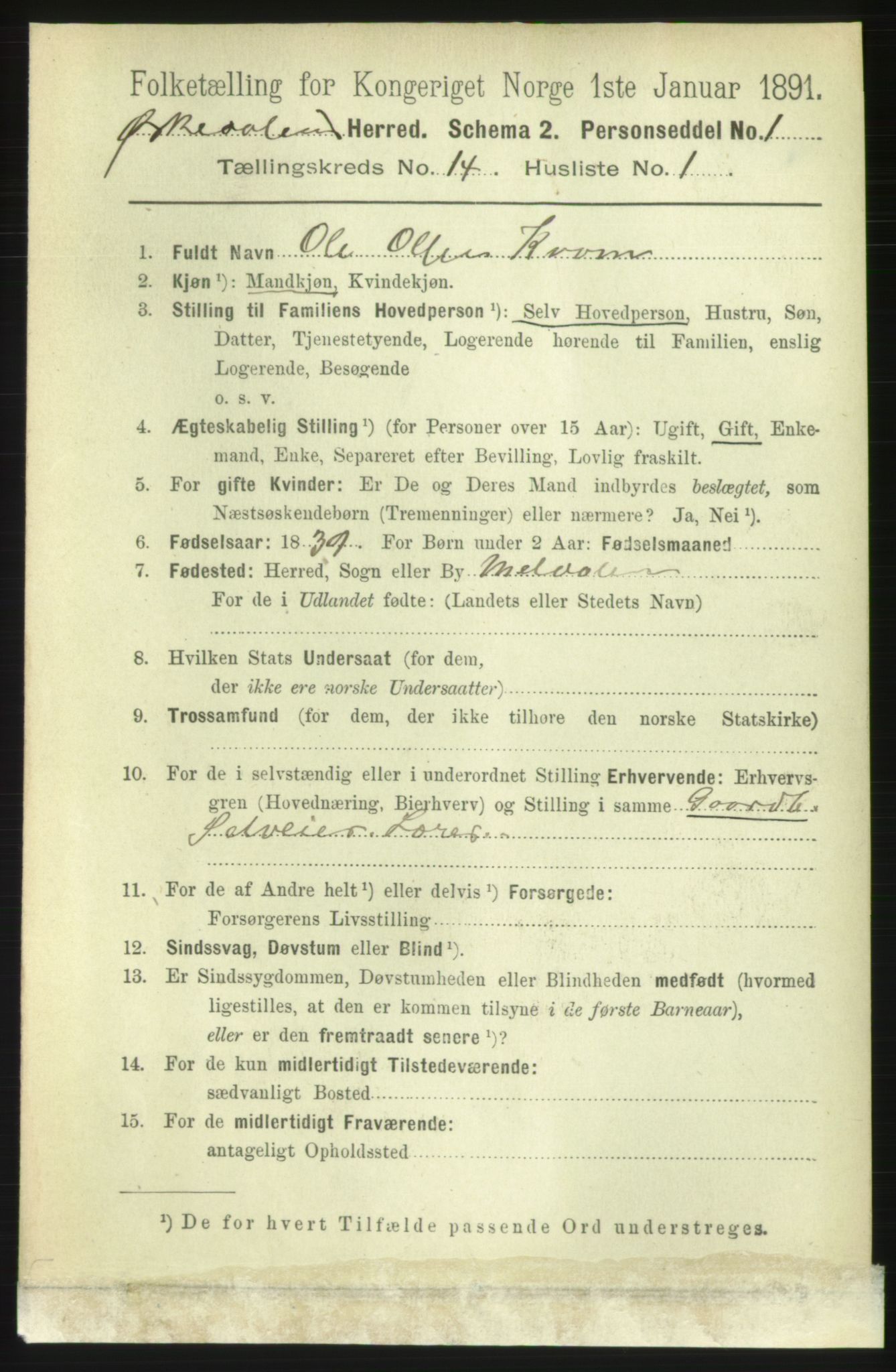 RA, 1891 census for 1638 Orkdal, 1891, p. 6550