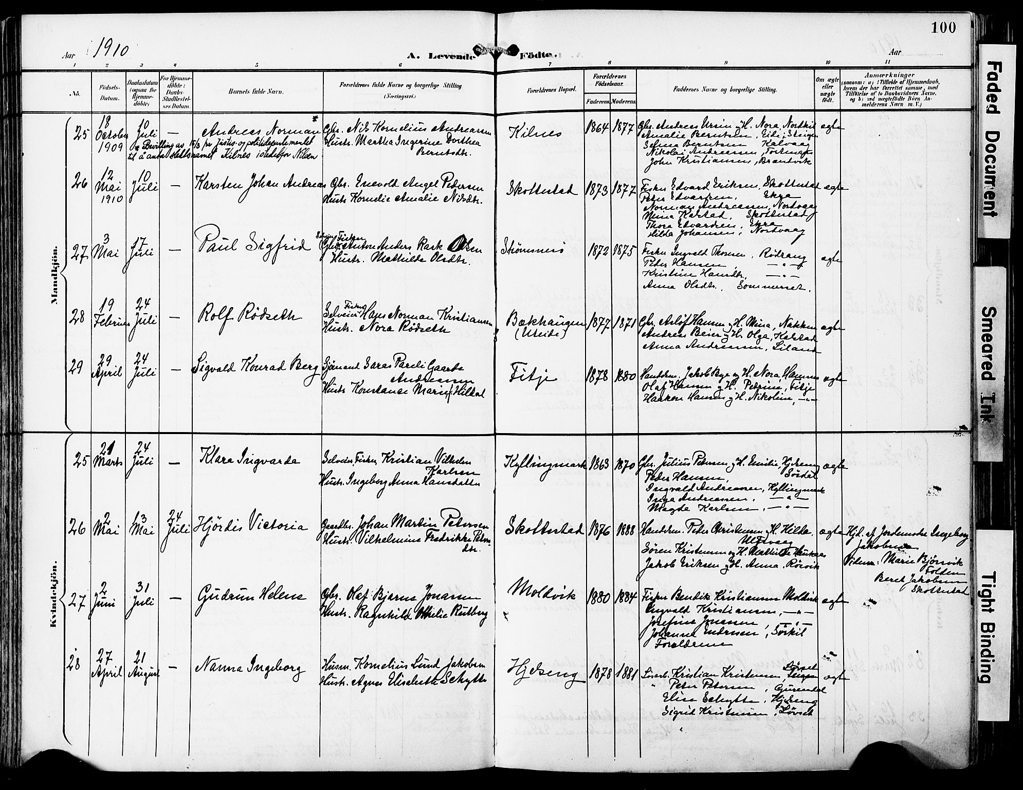 Ministerialprotokoller, klokkerbøker og fødselsregistre - Nordland, AV/SAT-A-1459/859/L0848: Parish register (official) no. 859A08, 1900-1912, p. 100