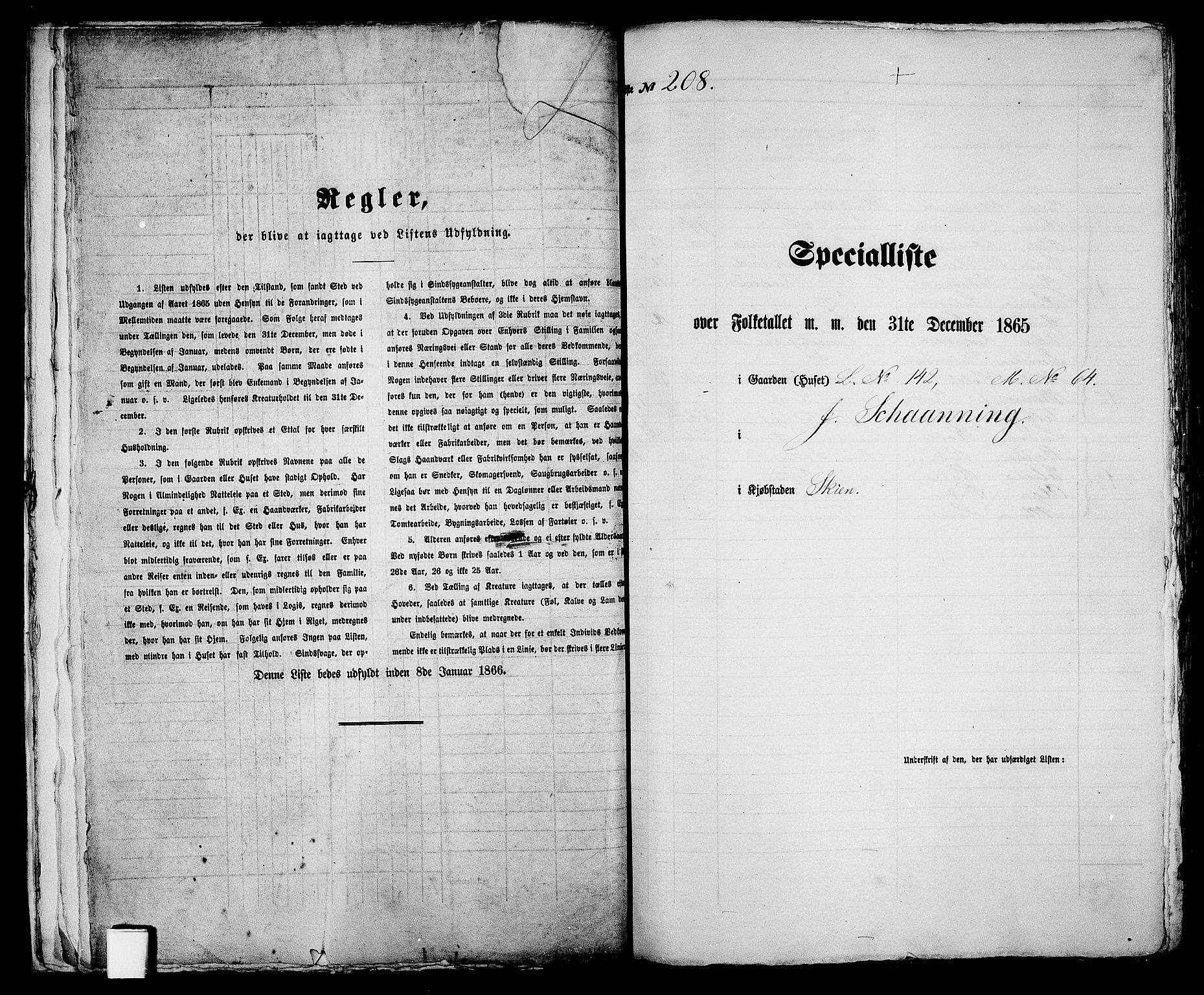 RA, 1865 census for Skien, 1865, p. 430