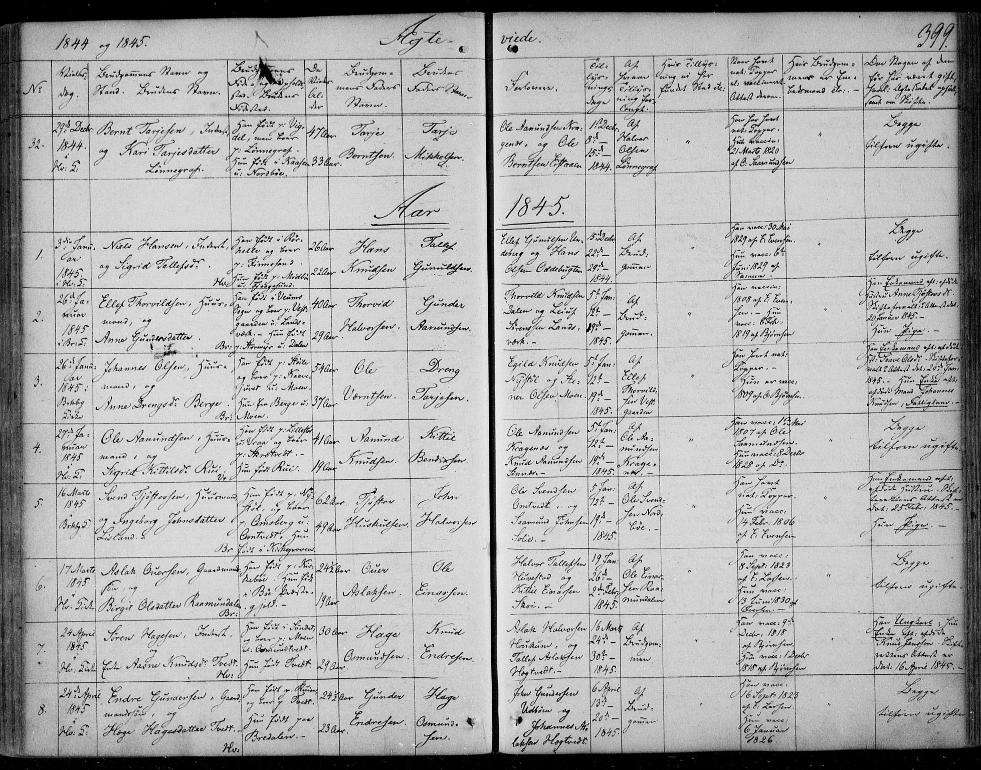 Kviteseid kirkebøker, SAKO/A-276/F/Fa/L0006: Parish register (official) no. I 6, 1836-1858, p. 399