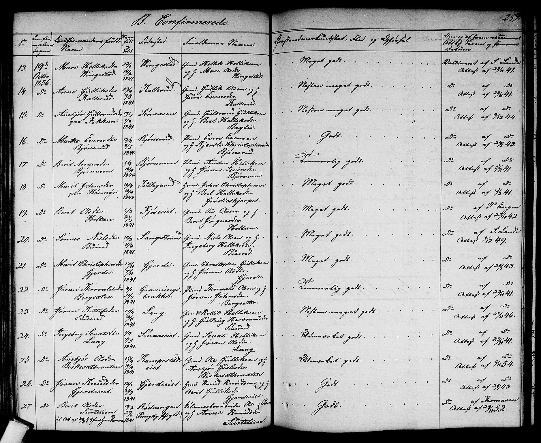 Flesberg kirkebøker, AV/SAKO-A-18/G/Ga/L0002: Parish register (copy) no. I 2, 1834-1860, p. 259