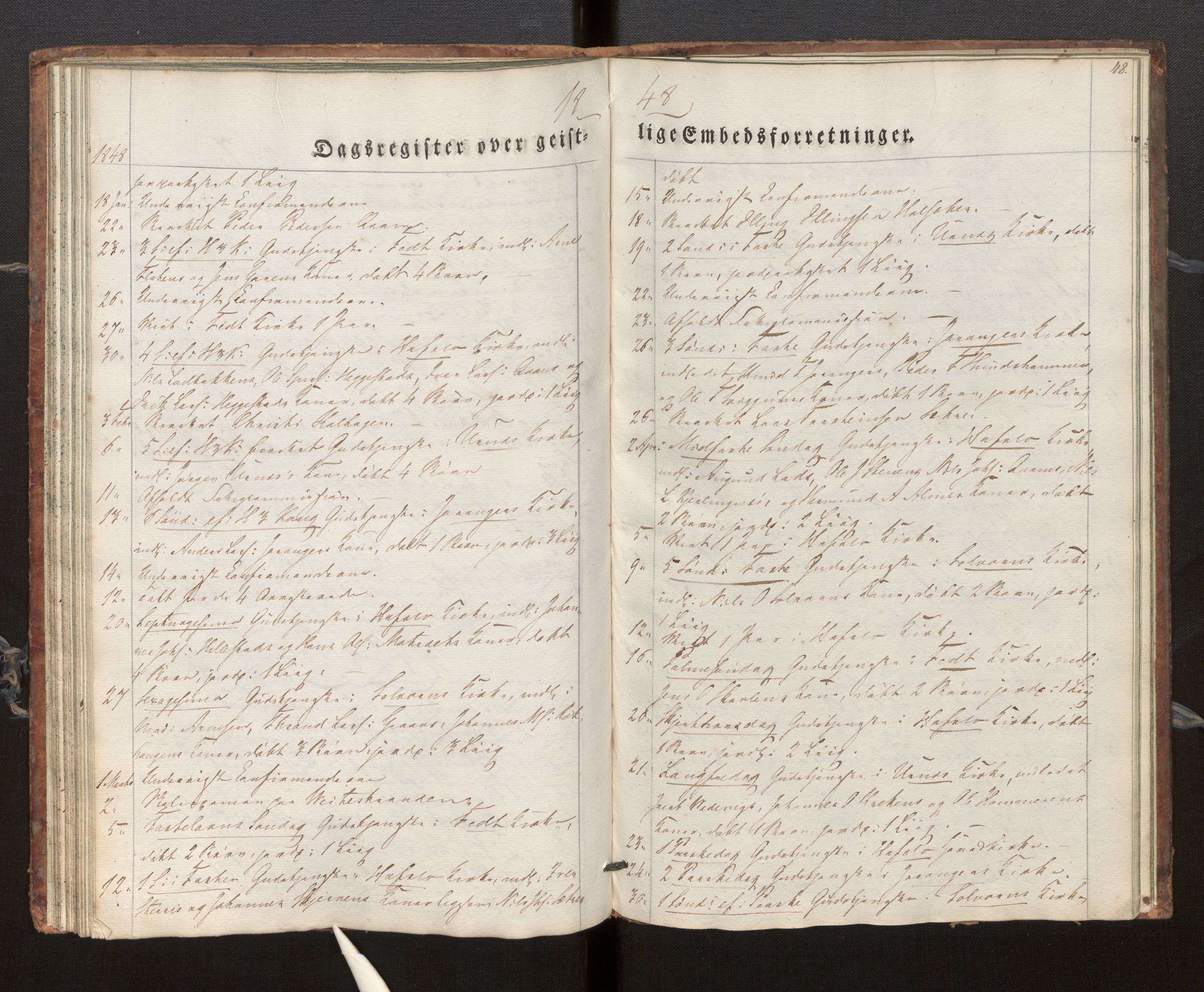 Hafslo sokneprestembete, SAB/A-80301/H/Haa/Haaf/L0001: Diary records no. F 1, 1834-1854, p. 48