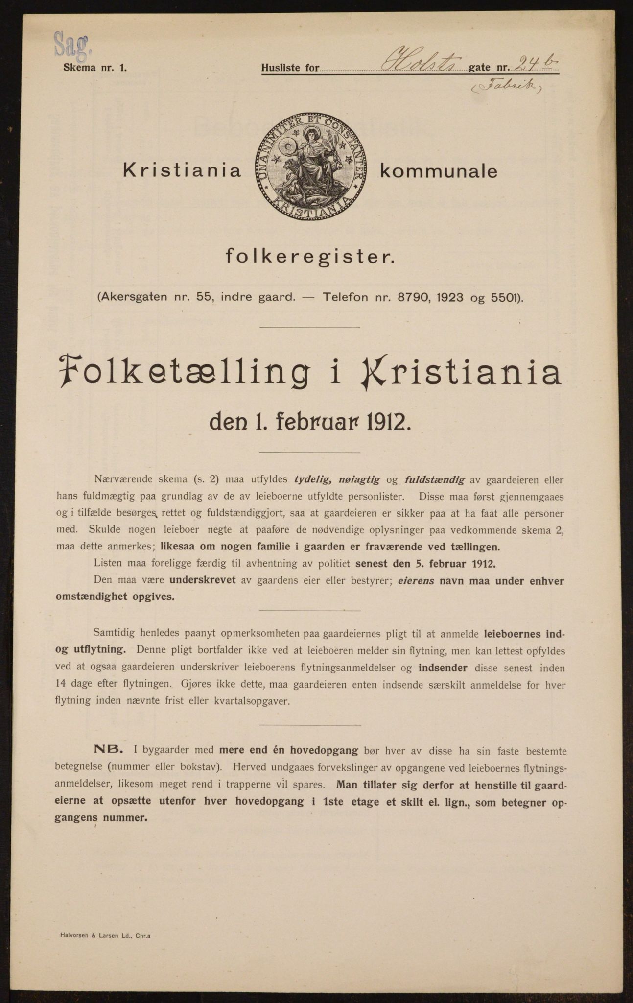 OBA, Municipal Census 1912 for Kristiania, 1912, p. 41511
