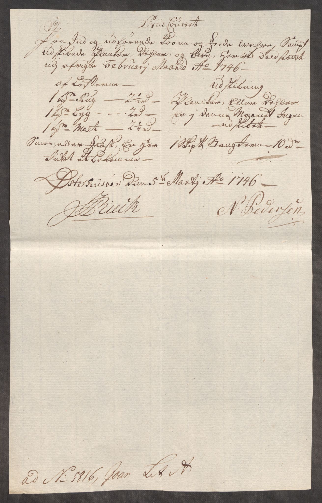 Rentekammeret inntil 1814, Realistisk ordnet avdeling, AV/RA-EA-4070/Oe/L0003: [Ø1]: Priskuranter, 1745-1748, p. 381