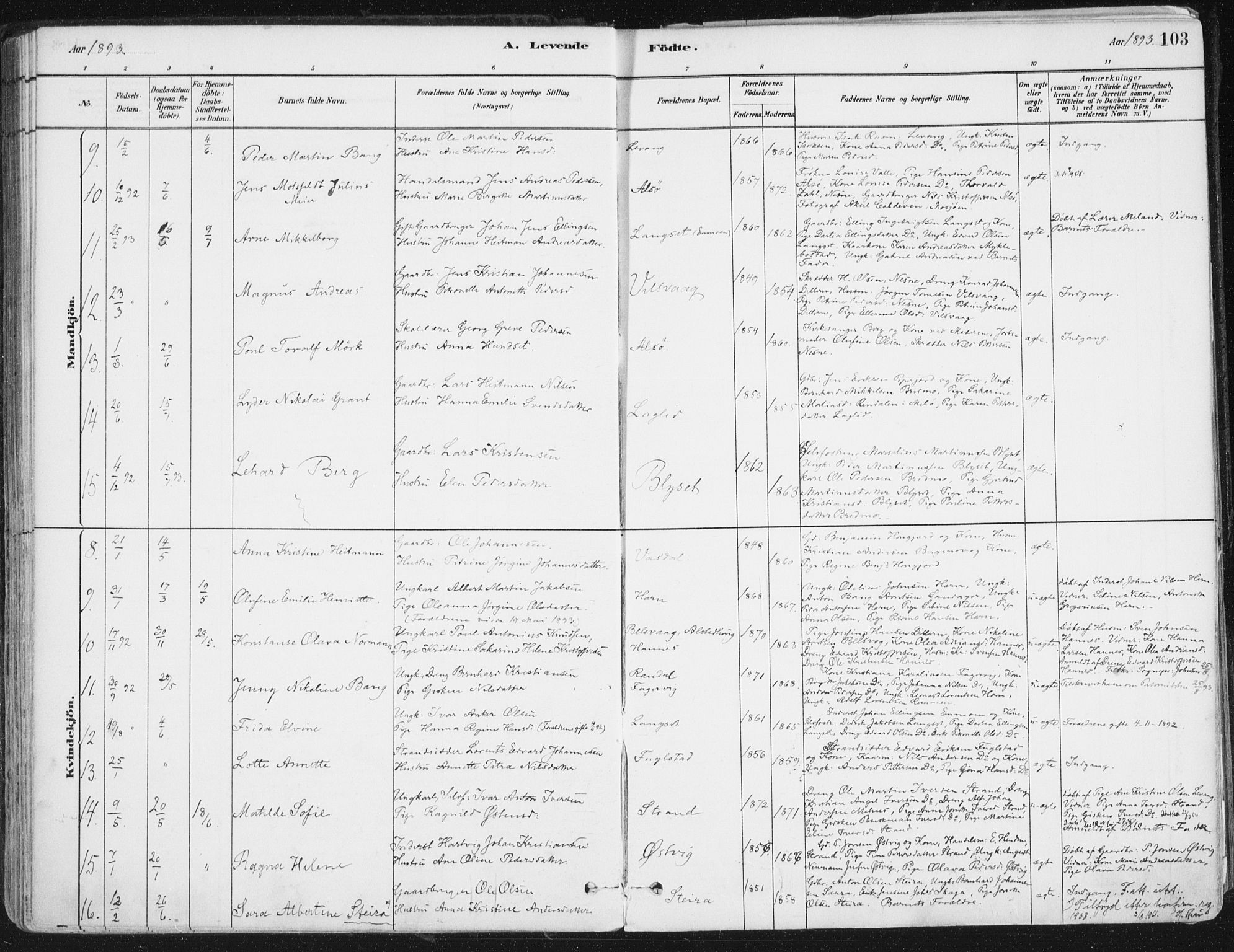 Ministerialprotokoller, klokkerbøker og fødselsregistre - Nordland, AV/SAT-A-1459/838/L0552: Parish register (official) no. 838A10, 1880-1910, p. 103