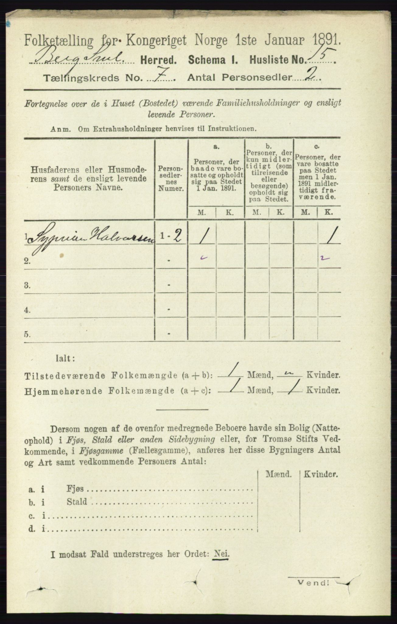 RA, 1891 census for 0116 Berg, 1891, p. 4917