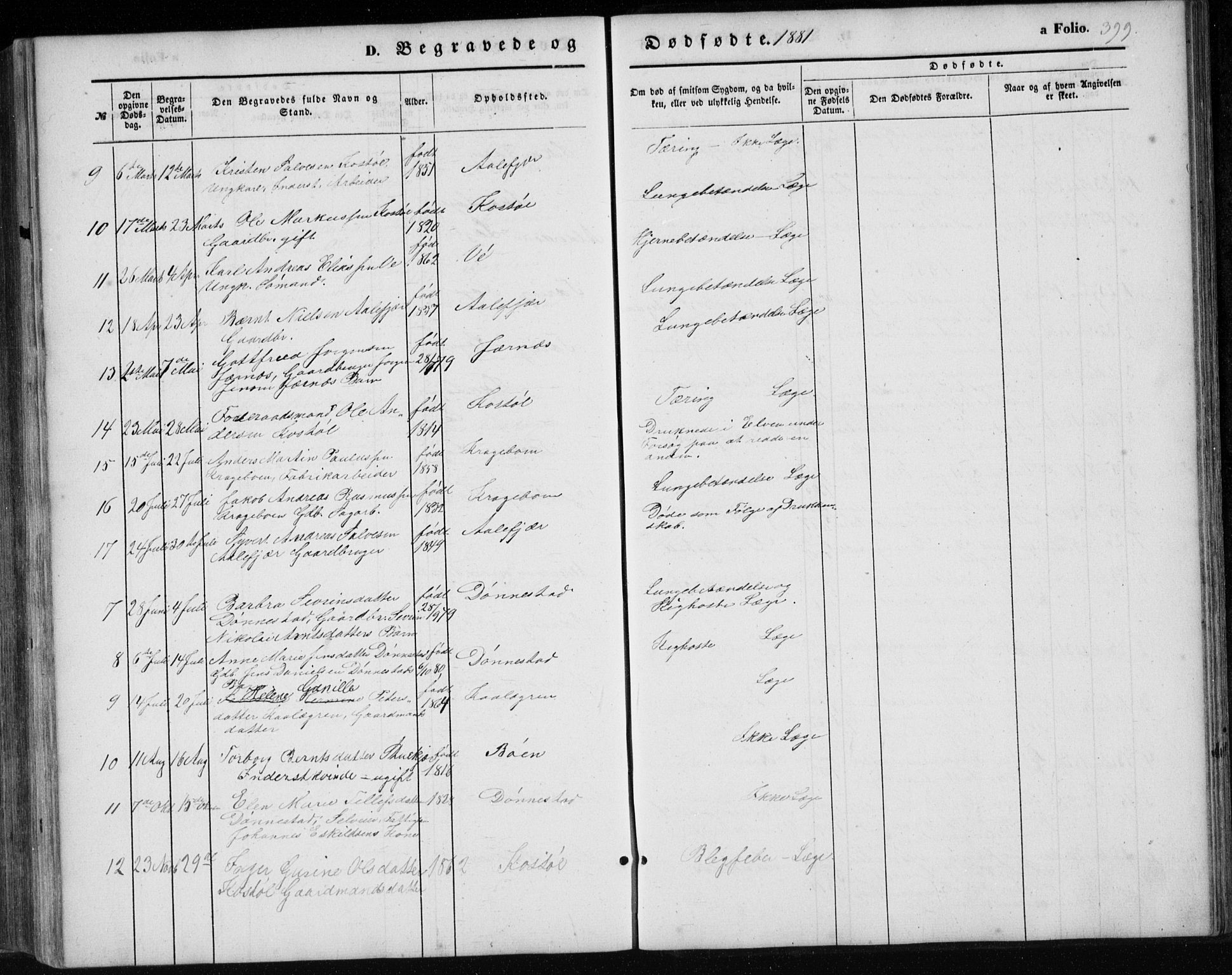 Tveit sokneprestkontor, AV/SAK-1111-0043/F/Fb/L0003: Parish register (copy) no. B 3, 1854-1886, p. 399