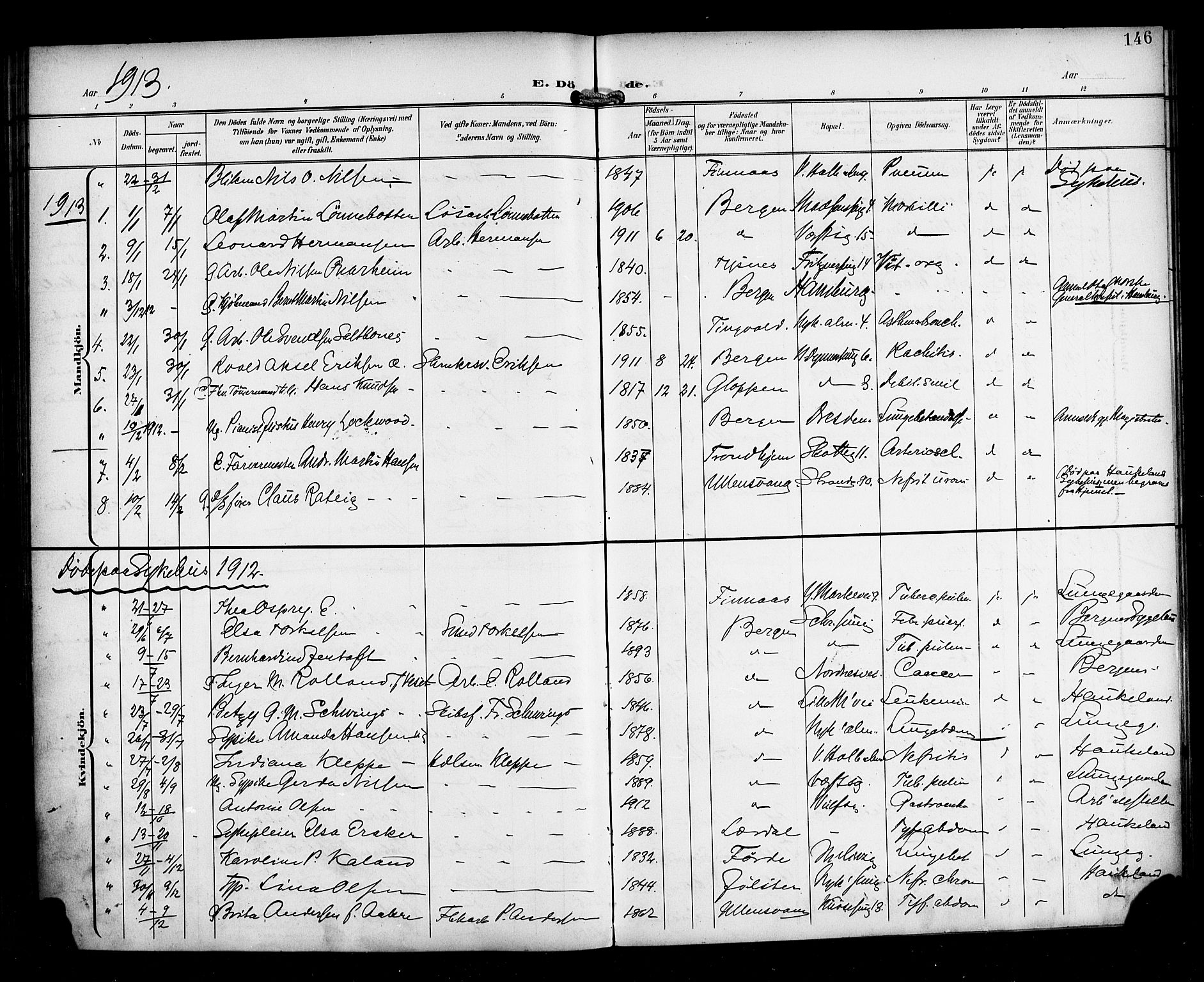Nykirken Sokneprestembete, SAB/A-77101/H/Haa/L0045: Parish register (official) no. E 5, 1899-1917, p. 146