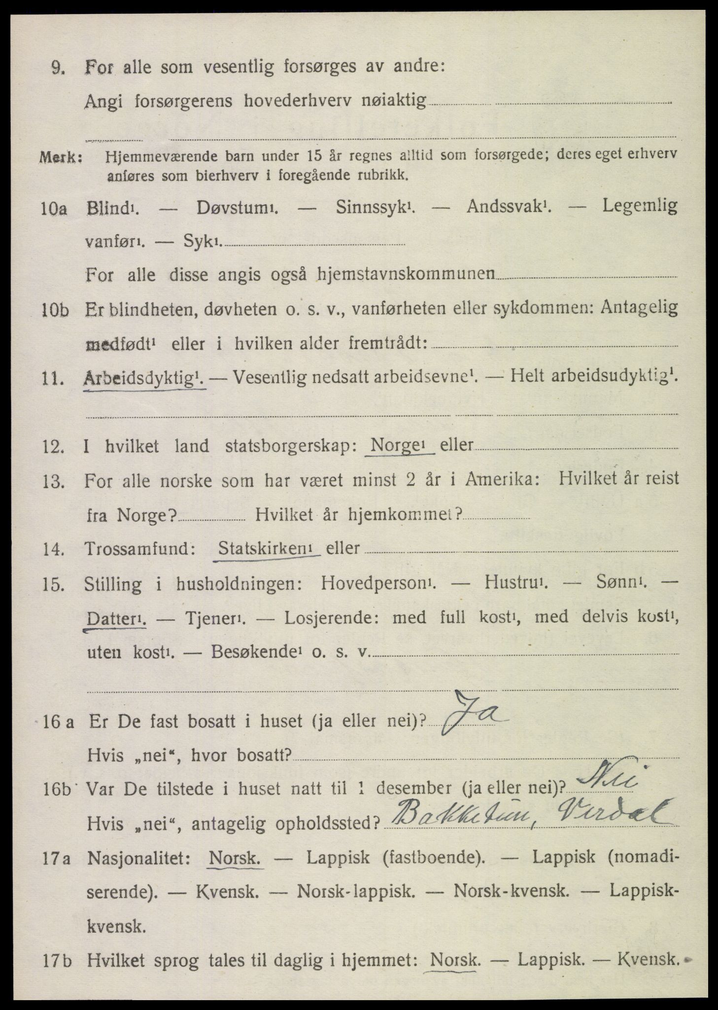 SAT, 1920 census for Sparbu, 1920, p. 4940