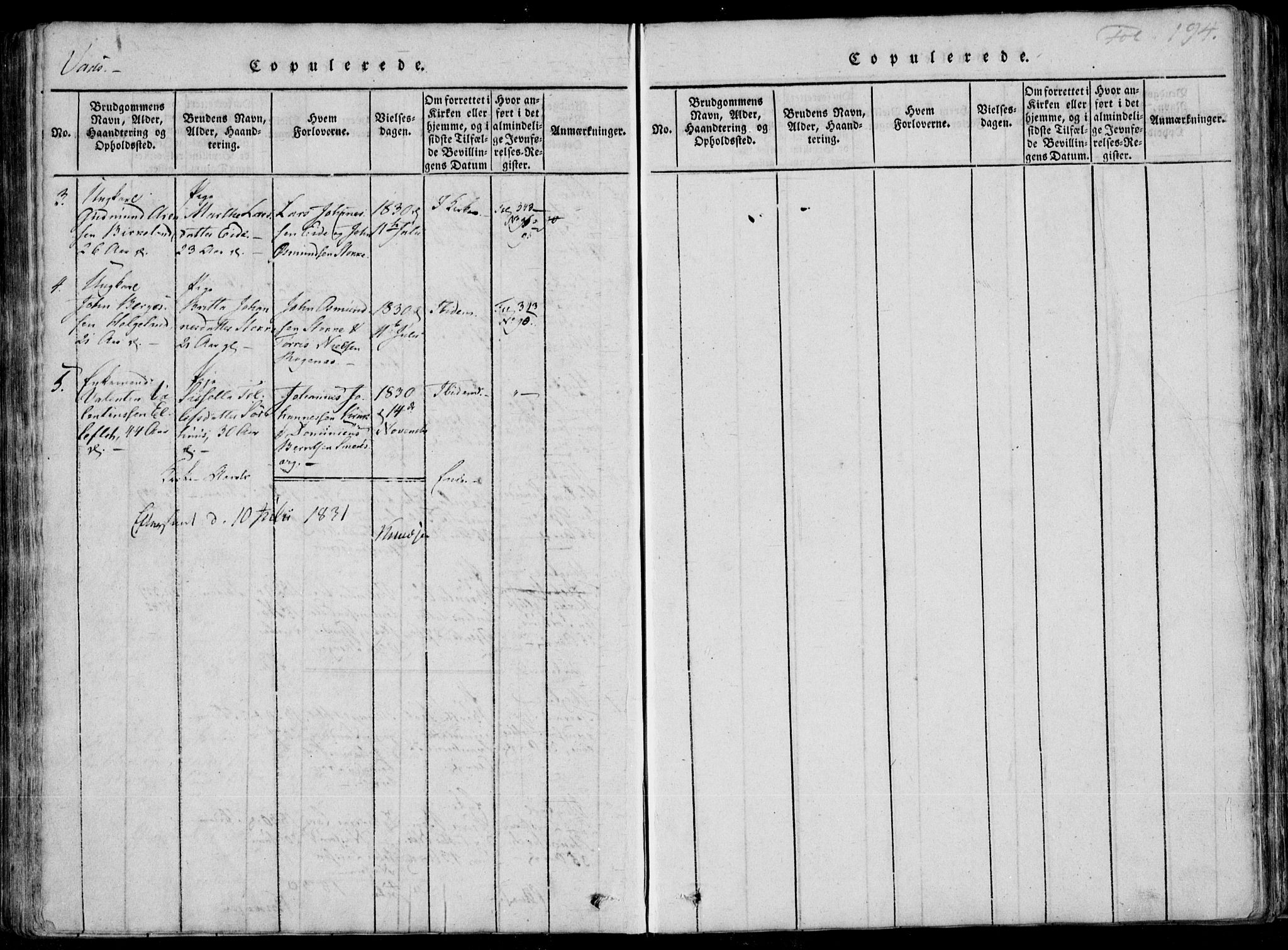 Skjold sokneprestkontor, SAST/A-101847/H/Ha/Haa/L0004: Parish register (official) no. A 4 /2, 1815-1830, p. 194